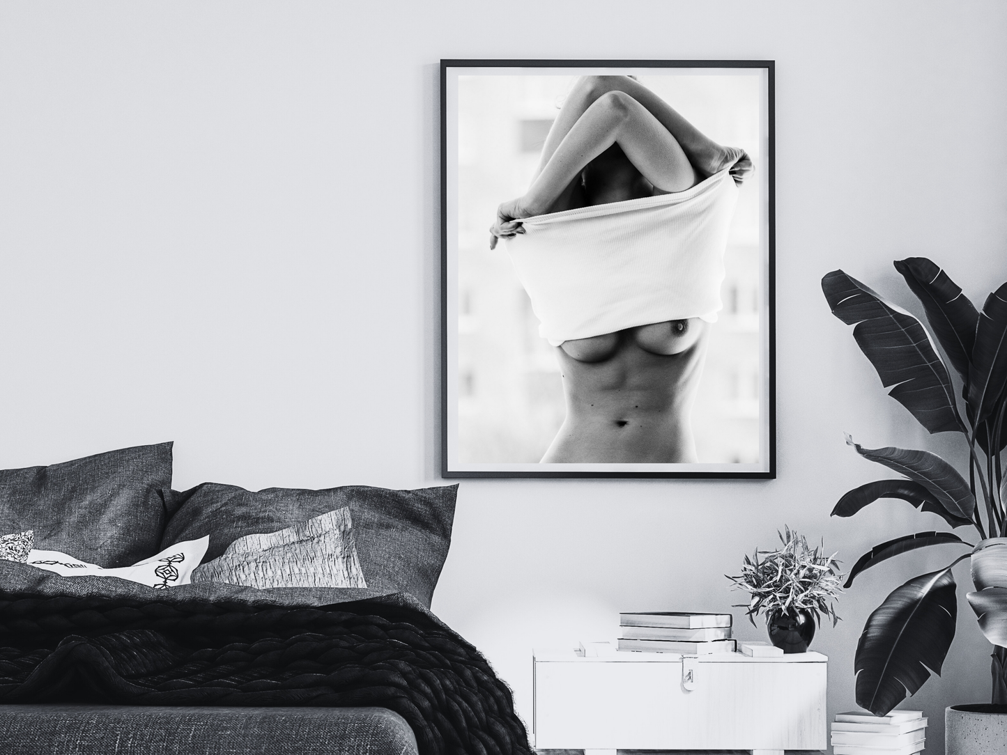 Woman Nude Poster Black And White Sensual Fine Art Wall Decor Digital Download