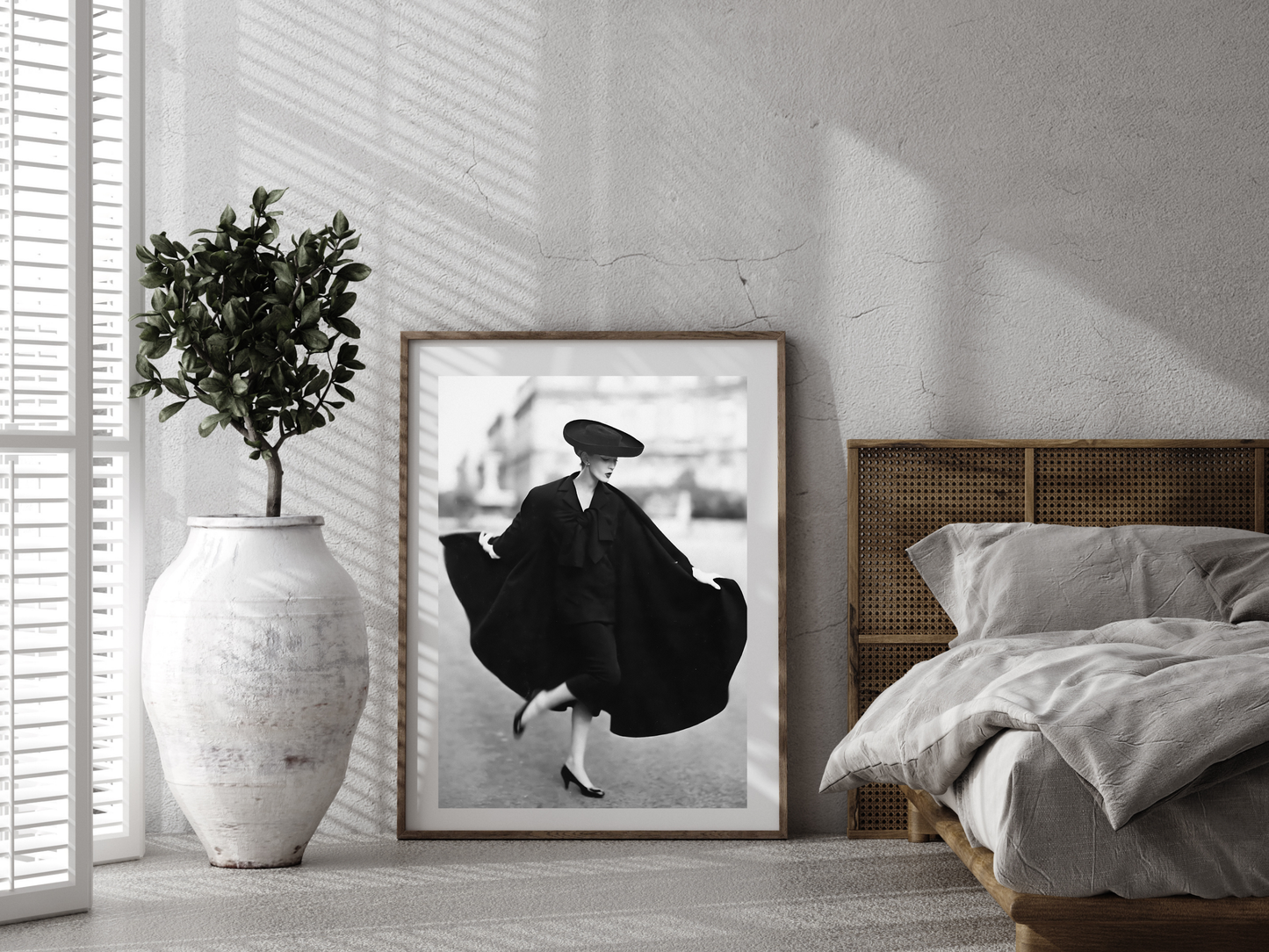 Christian Dior Vintage Fashion Model in Elegant Black Cape Digital Download