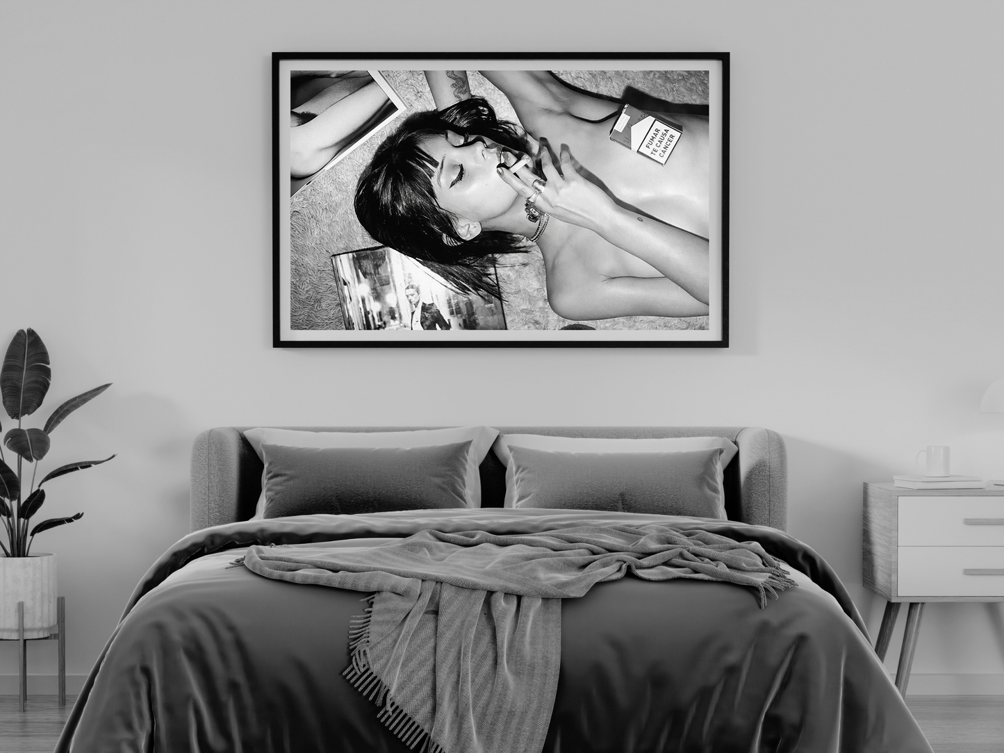 Woman Smoking Poster Black And White Sensual Fine Art Wall Art Digital Download