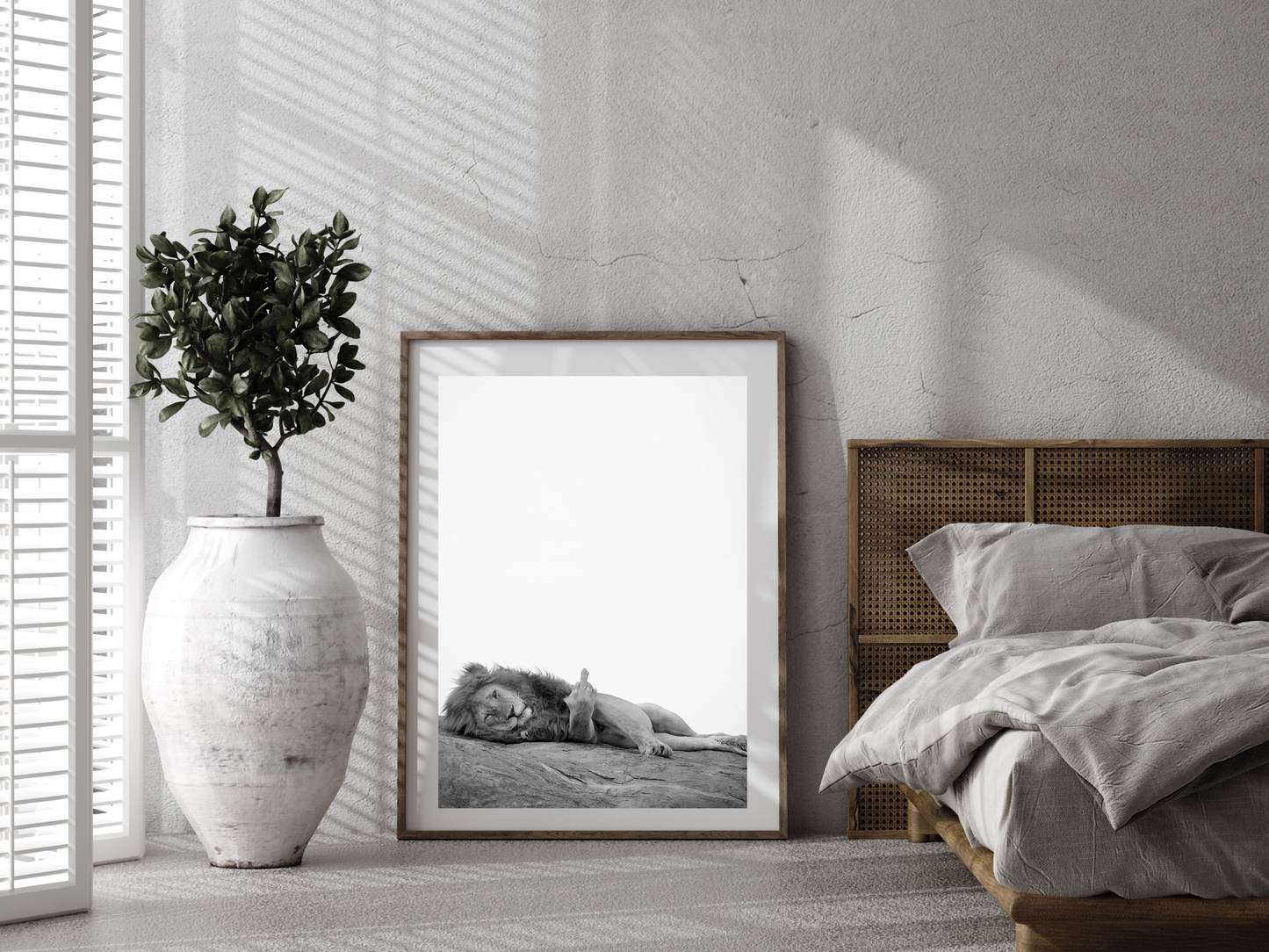 Lion Poster Black and White Funny Bold Animal Wall Art Digital Download