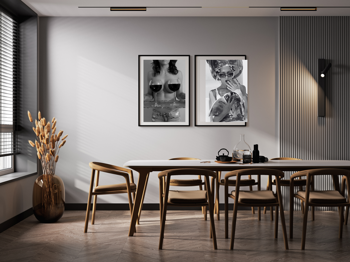 Wine Glass Woman Poster Black And White Bold Sexy Wall Art Digital Download