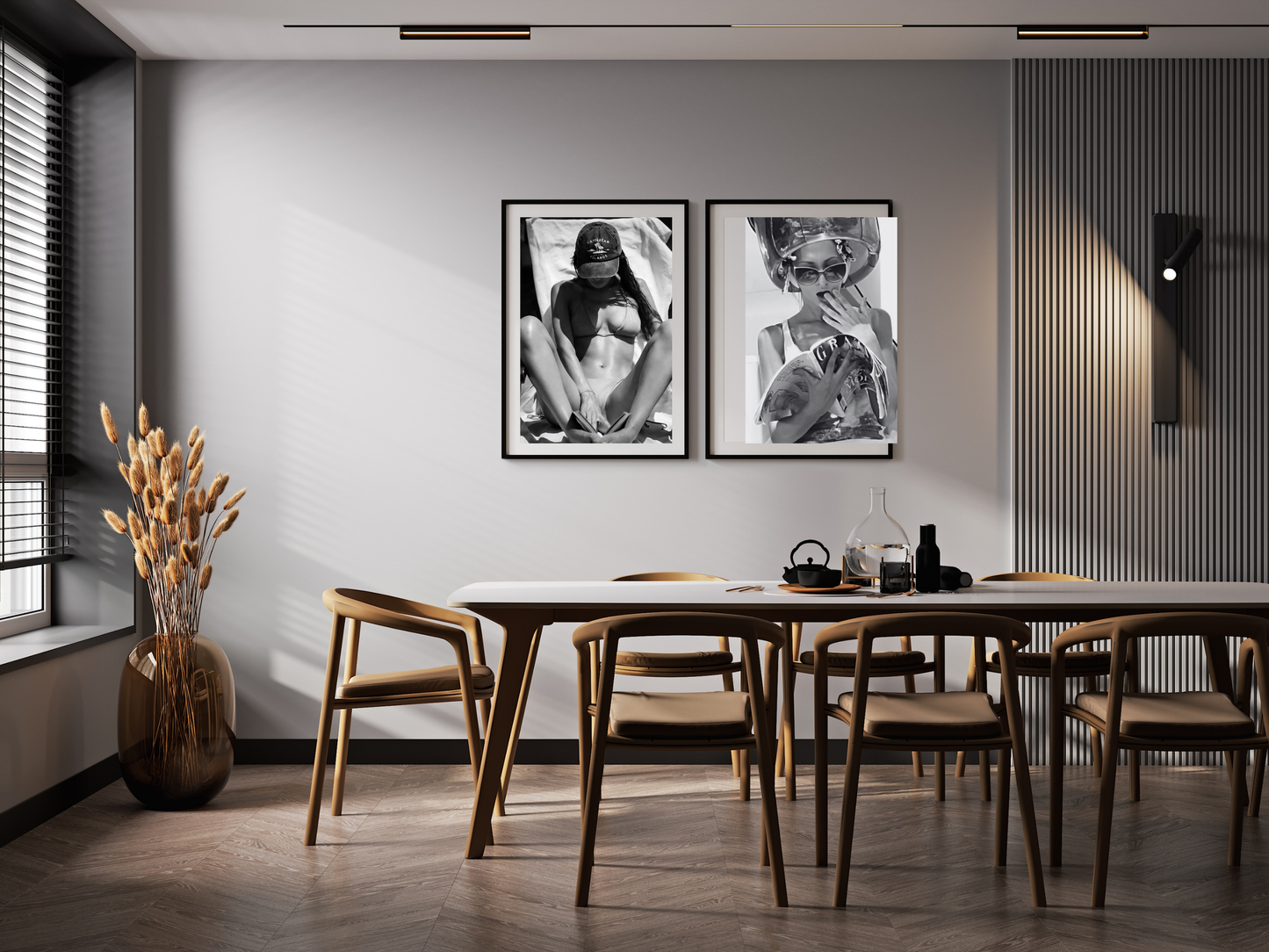 Beach Woman Poster Black And White Tropical Summer Wall Art Digital Download