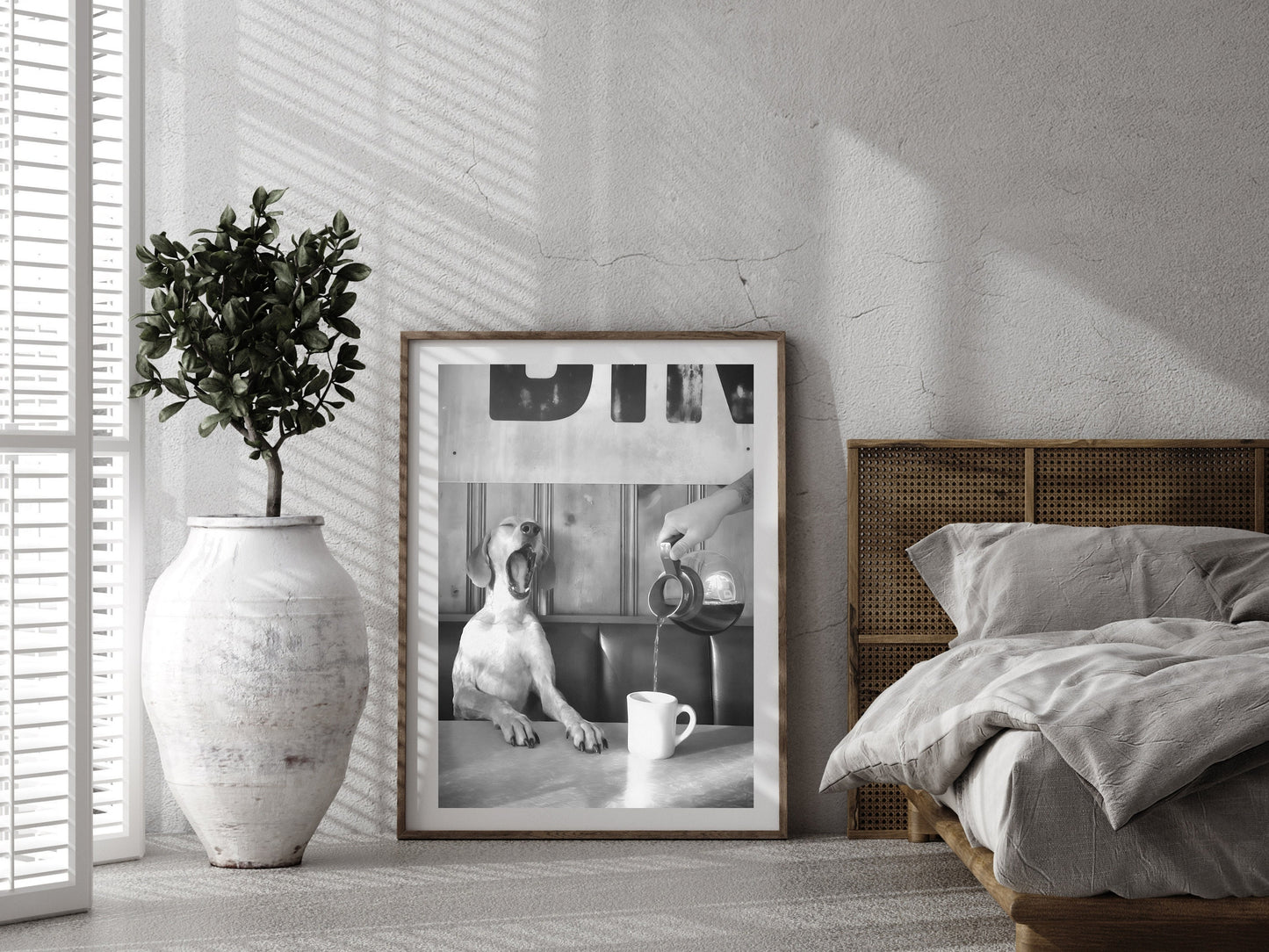 Coffee for Dogs Print, Black and White, Vintage Photography, Funny Kitchen Wall Art, Dining Room Decor, Digital Download, Coffee Shop Decor