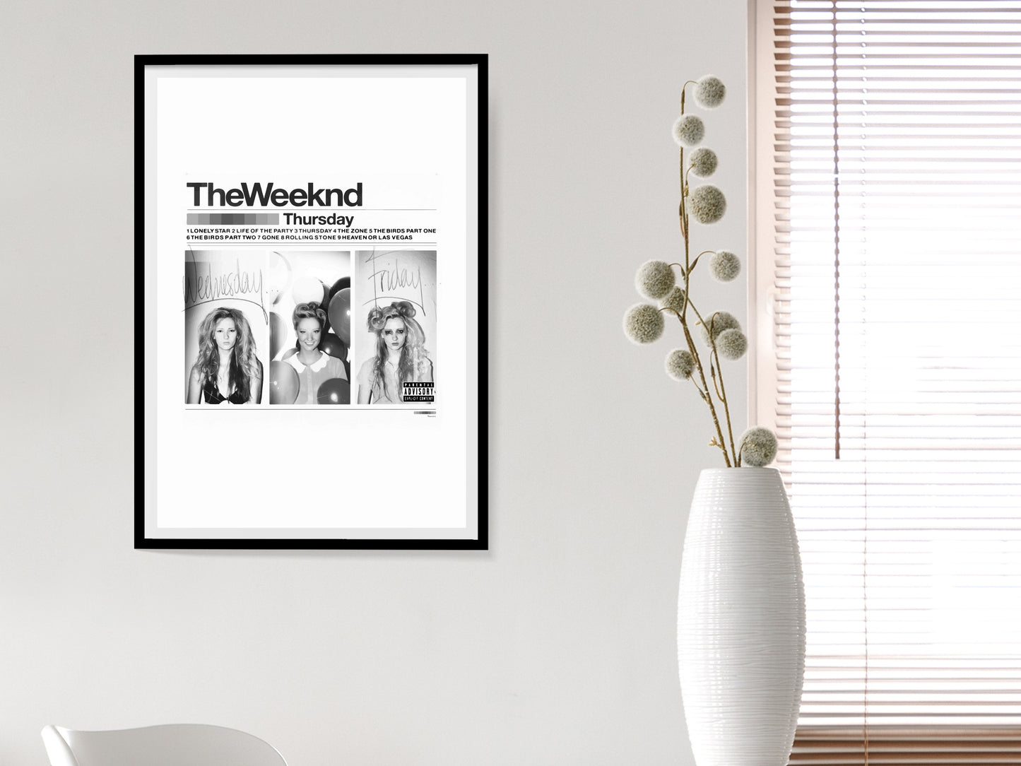 The Weeknd Thursday Album Cover Poster Black and White Music Wall Art Digital Download