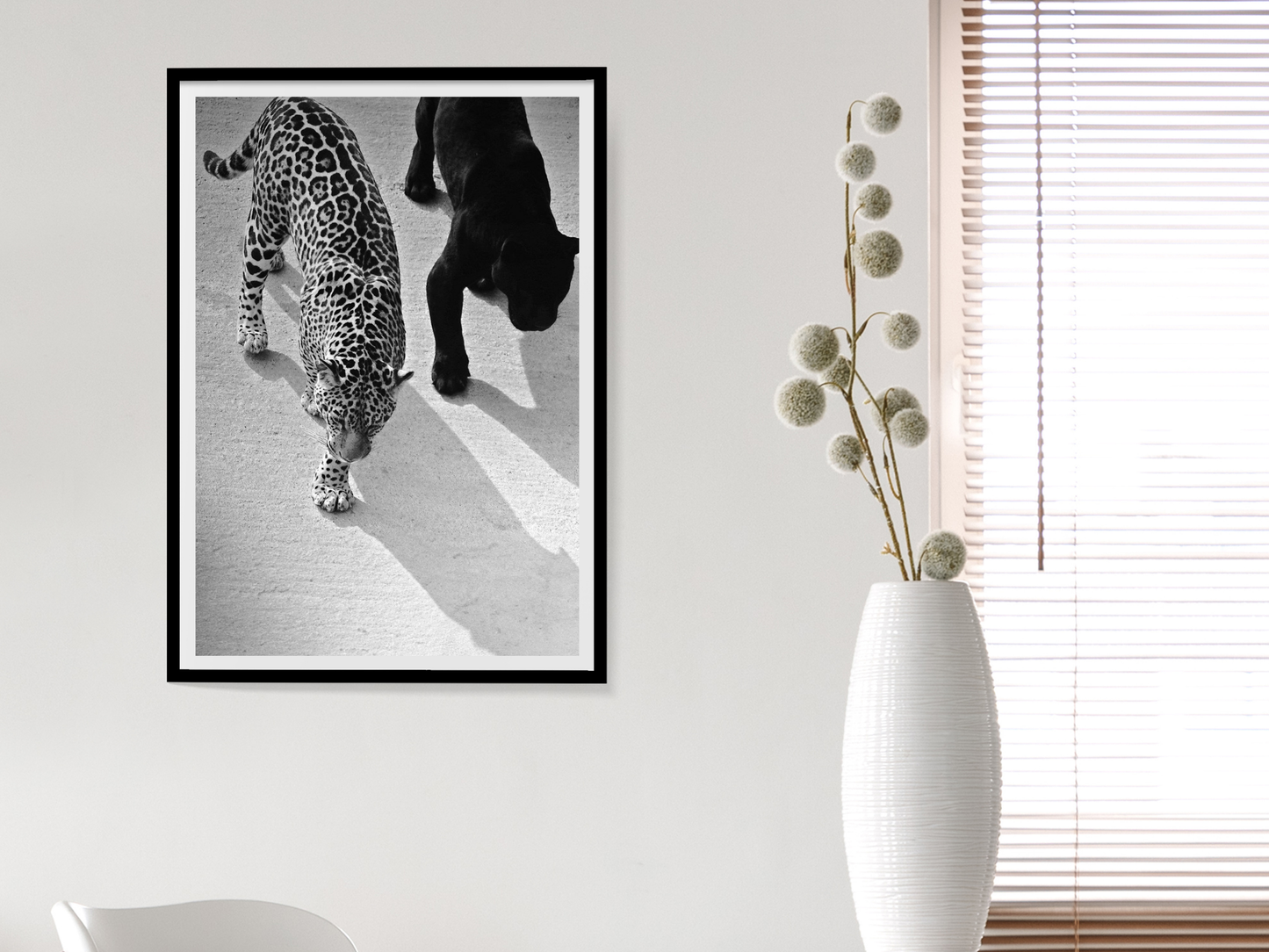 Jaguar And Panther Poster Black and White – Wild Animal Wall Art For Jungle, Nature And Wildlife Home Decor Digital Download