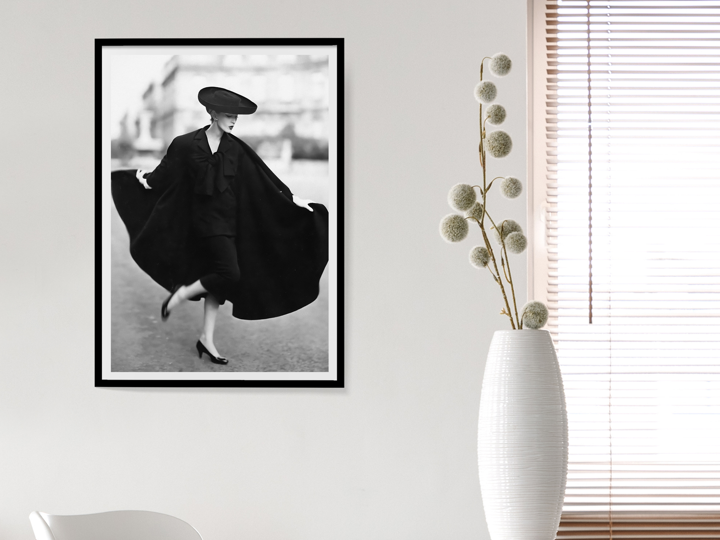 Christian Dior Vintage Fashion Model in Elegant Black Cape Digital Download