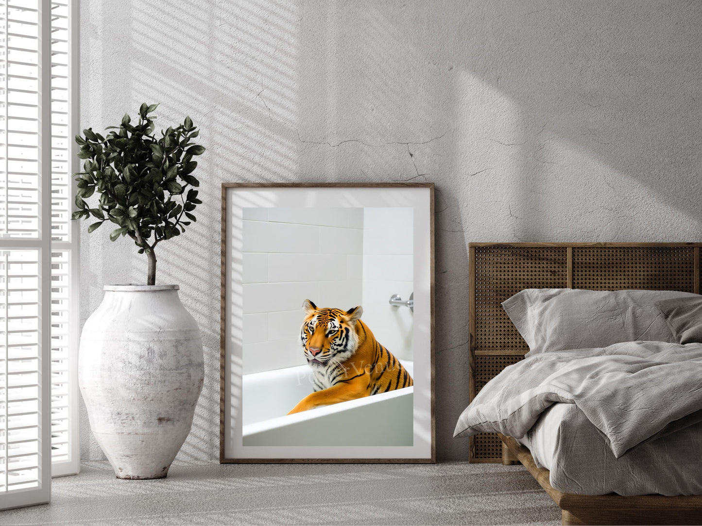 tiger in a bathtub poster printable wall art luxury tiger poster colorful trendy art bathroom print restroom decor digital download printable wall art poster, digital download