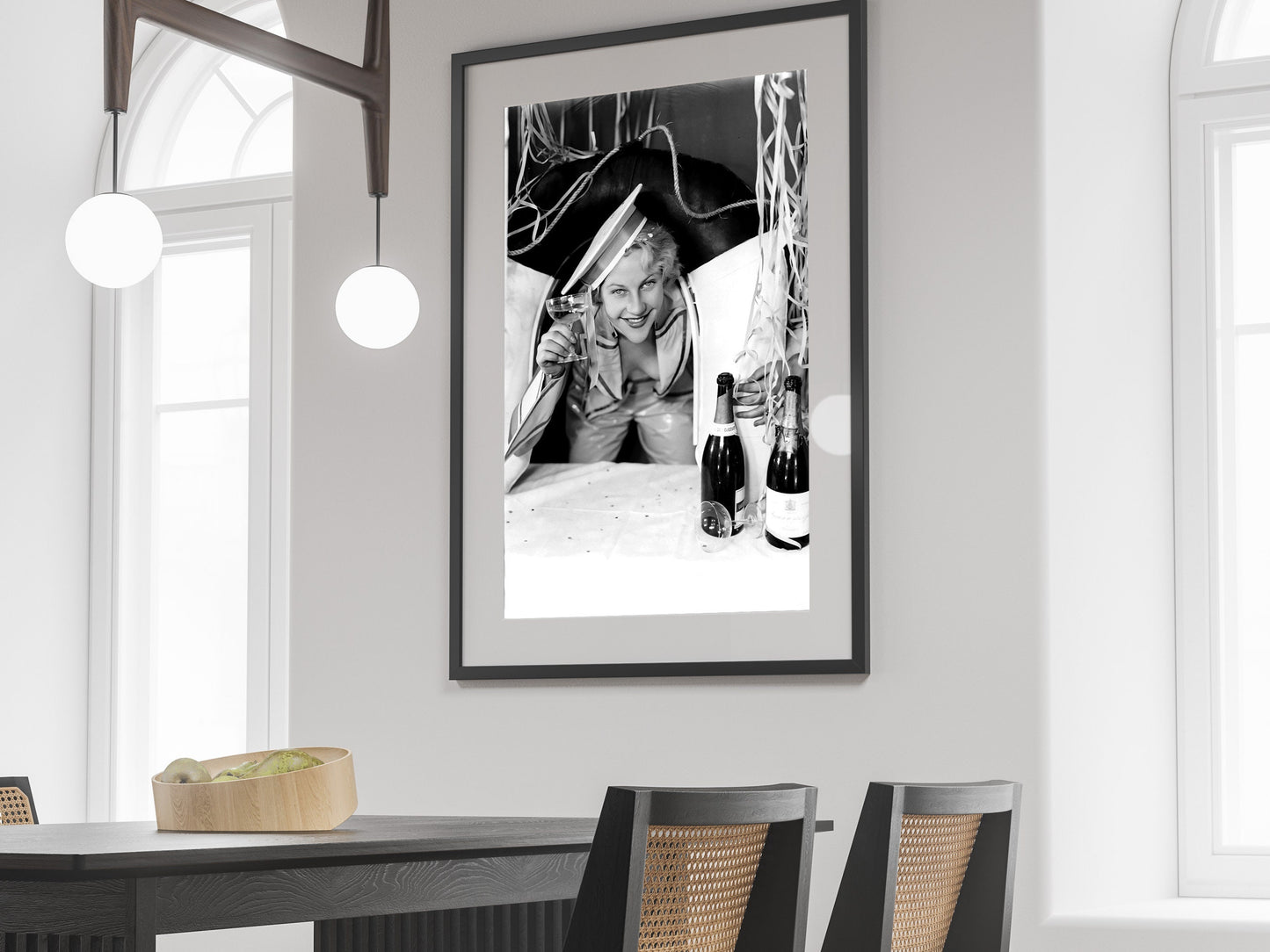 Woman Drinking Champagne Poster, Bar Cart Print, Black and White, Vintage Photography, Cocktail Wall Art, Alcohol Poster, Digital Download