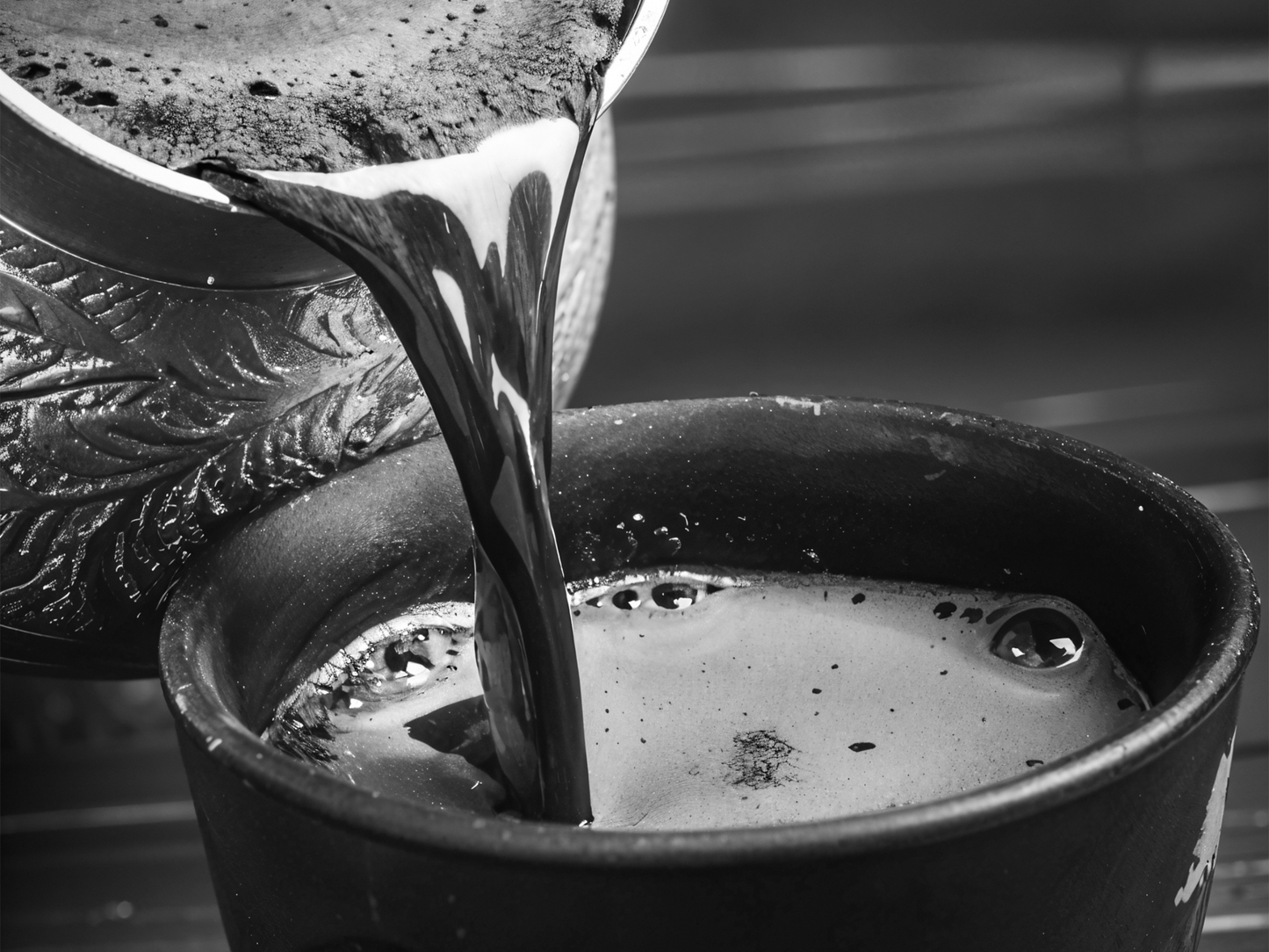 Coffee Pour Poster Black and White – Hot Coffee Art Print For Kitchen, Café And Wall Decor (Digital Download)