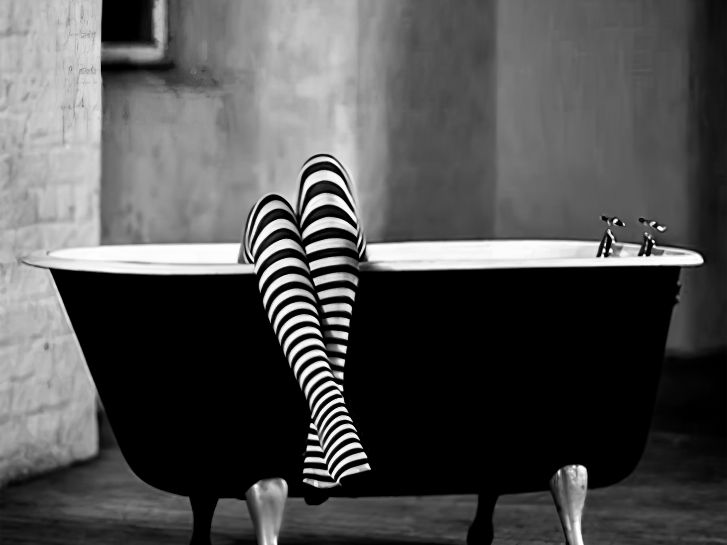 Witch Legs In Bathtub Poster Black And White Surreal Gothic Wall Art Digital Download