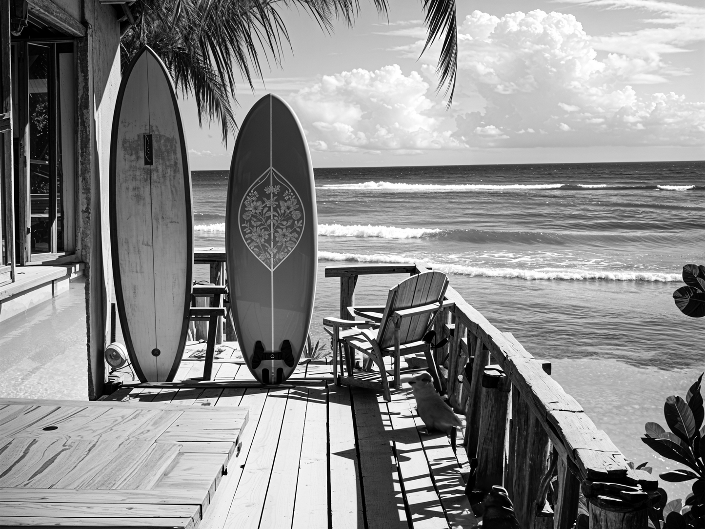 Surfboard Beach Poster Black and White – Coastal Ocean Wall Art For Home, Surf Shop And Beach House Decor (Digital Download)