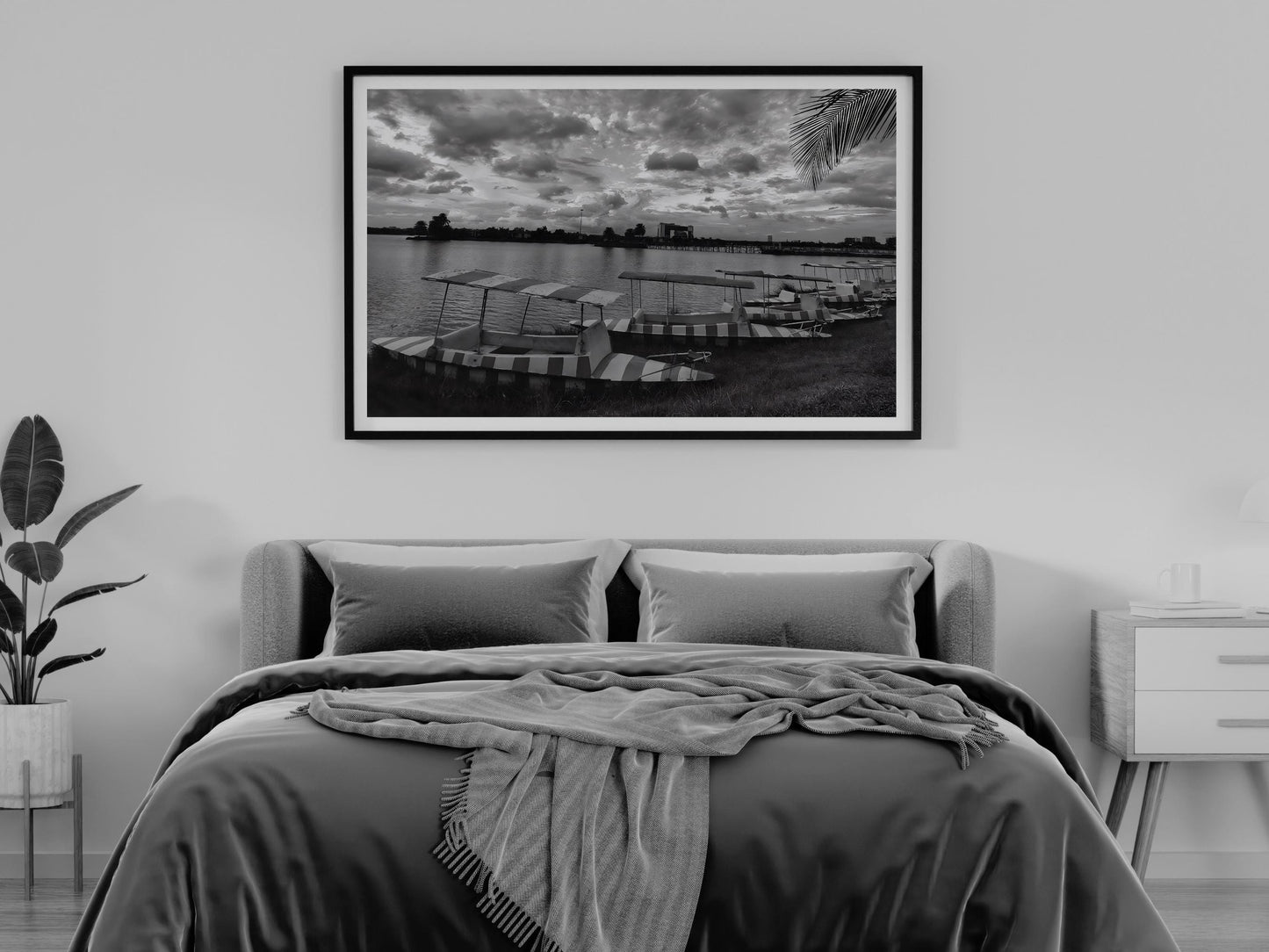 boat on the side beach poster luxury fashion print black and white vintage beach photography seaboard canvas wall art digital download printable wall art poster, digital download