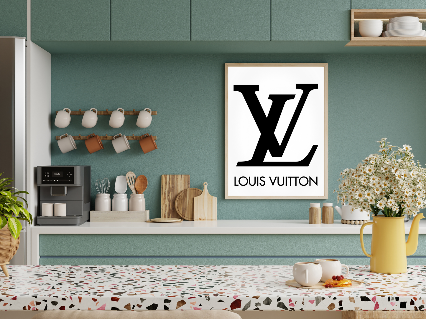 Louis Vuitton Iconic LV Logo Black and White Fashion Brand Digital Download