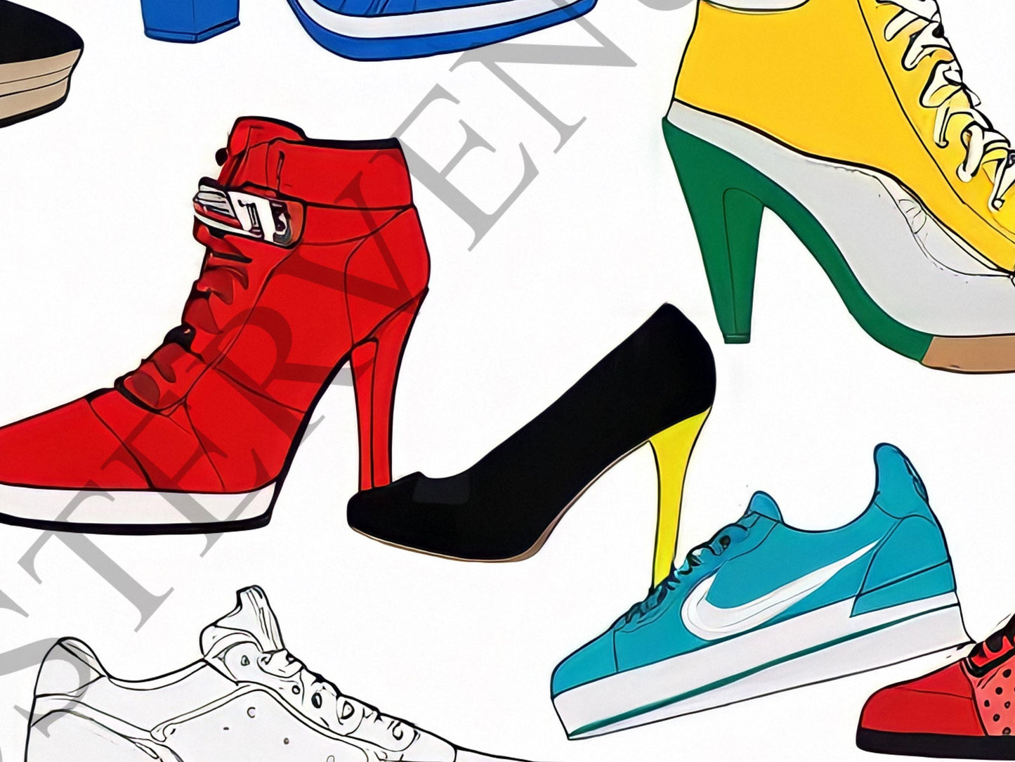 sneakers and heels print hypebeast luxury decor sneakerhead print sneaker wall art fashion photography y2k room decor digital download printable wall art poster, digital download