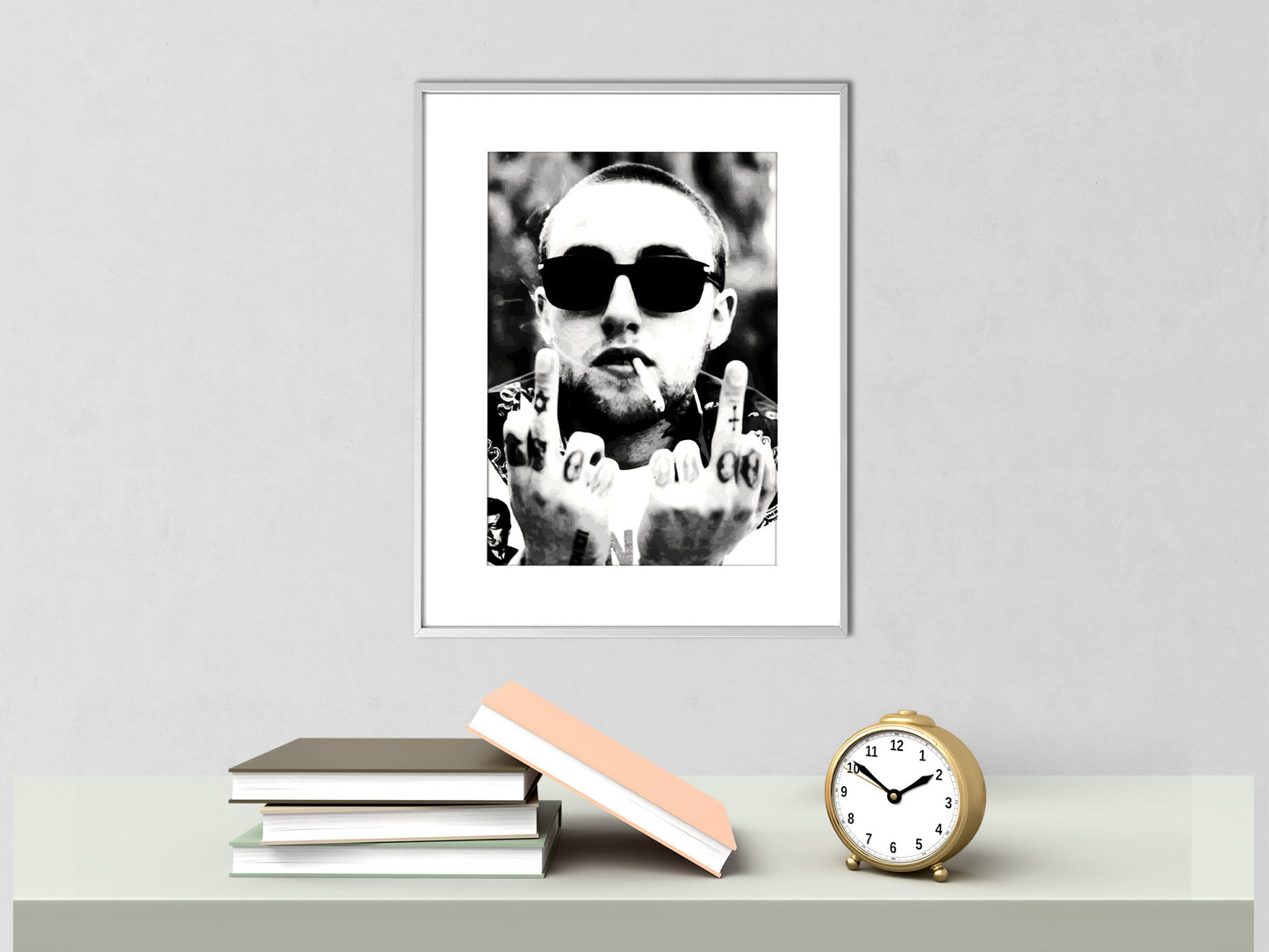 Mac Miller Middle Finger Poster, Black and White Hip Hop Wall Art & Rap Decor, Digital Download
