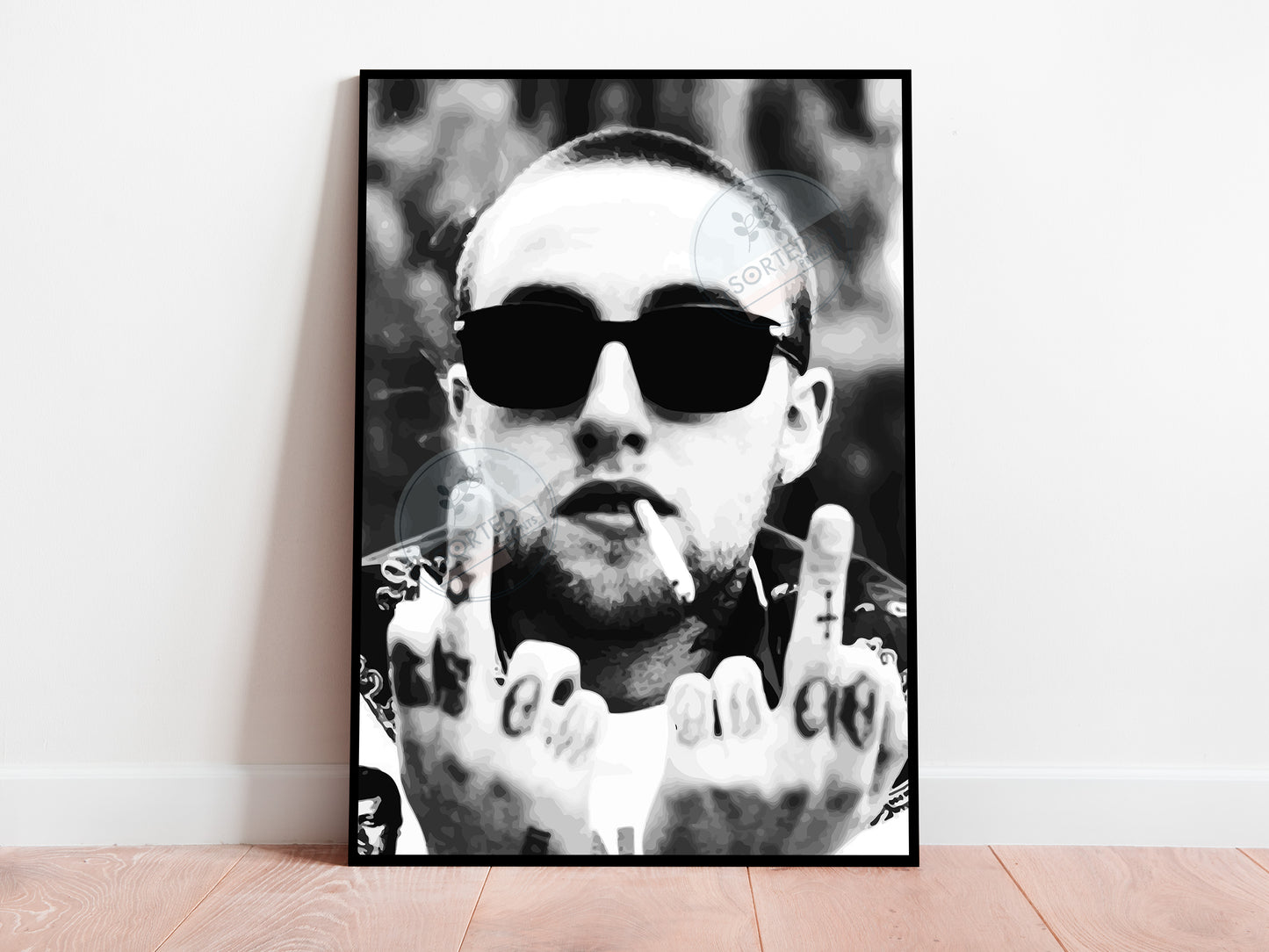 Mac Miller Middle Finger Poster, Black and White Hip Hop Wall Art & Rap Decor, Digital Download