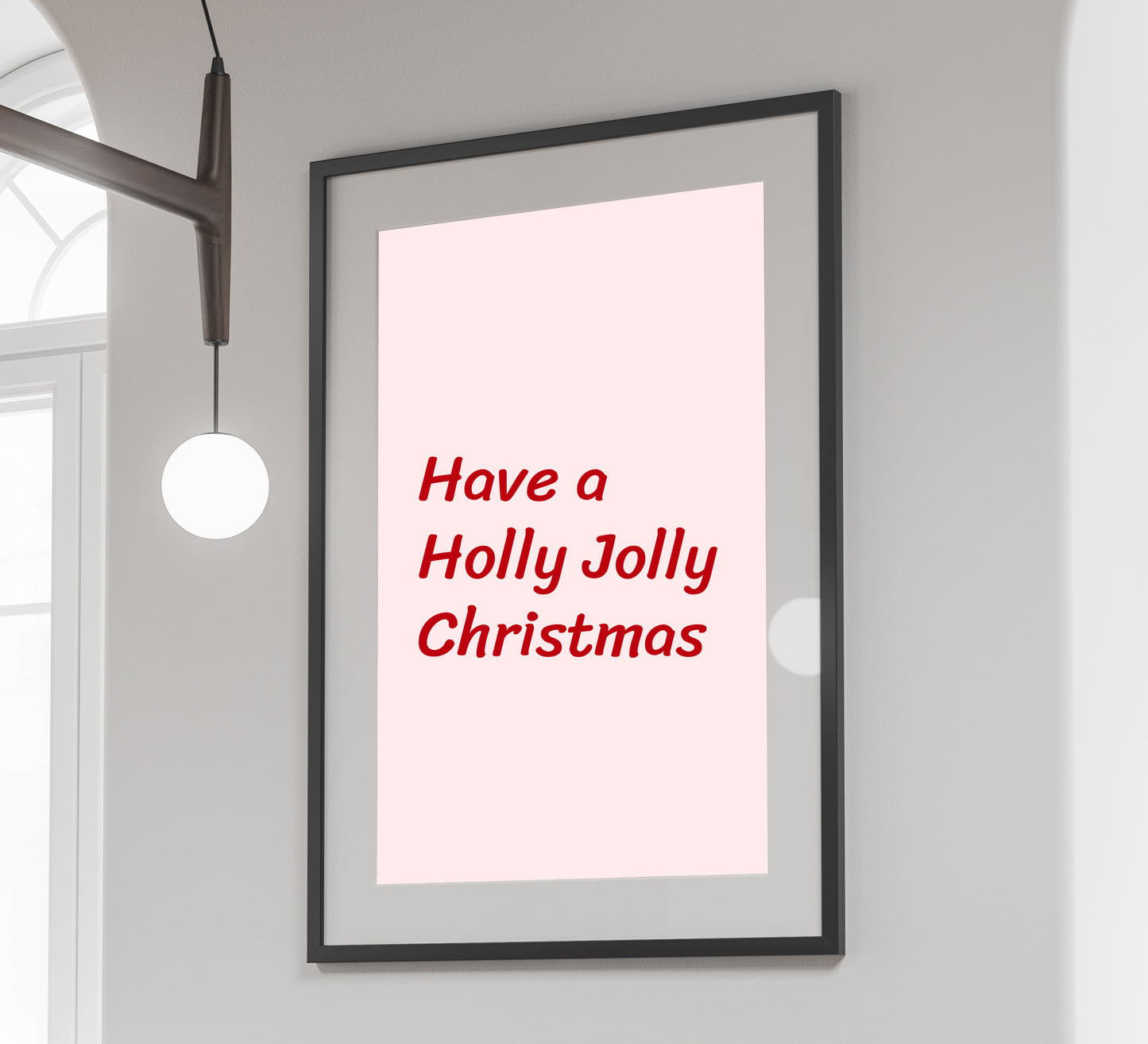 Holly Jolly Christmas Poster Red Holiday Typography Wall Art Digital Download