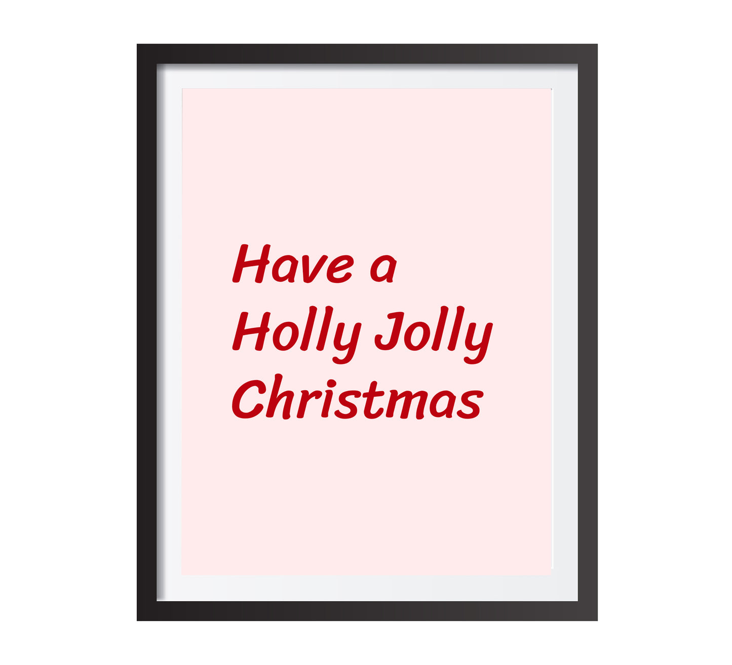 Holly Jolly Christmas Poster Red Holiday Typography Wall Art Digital Download