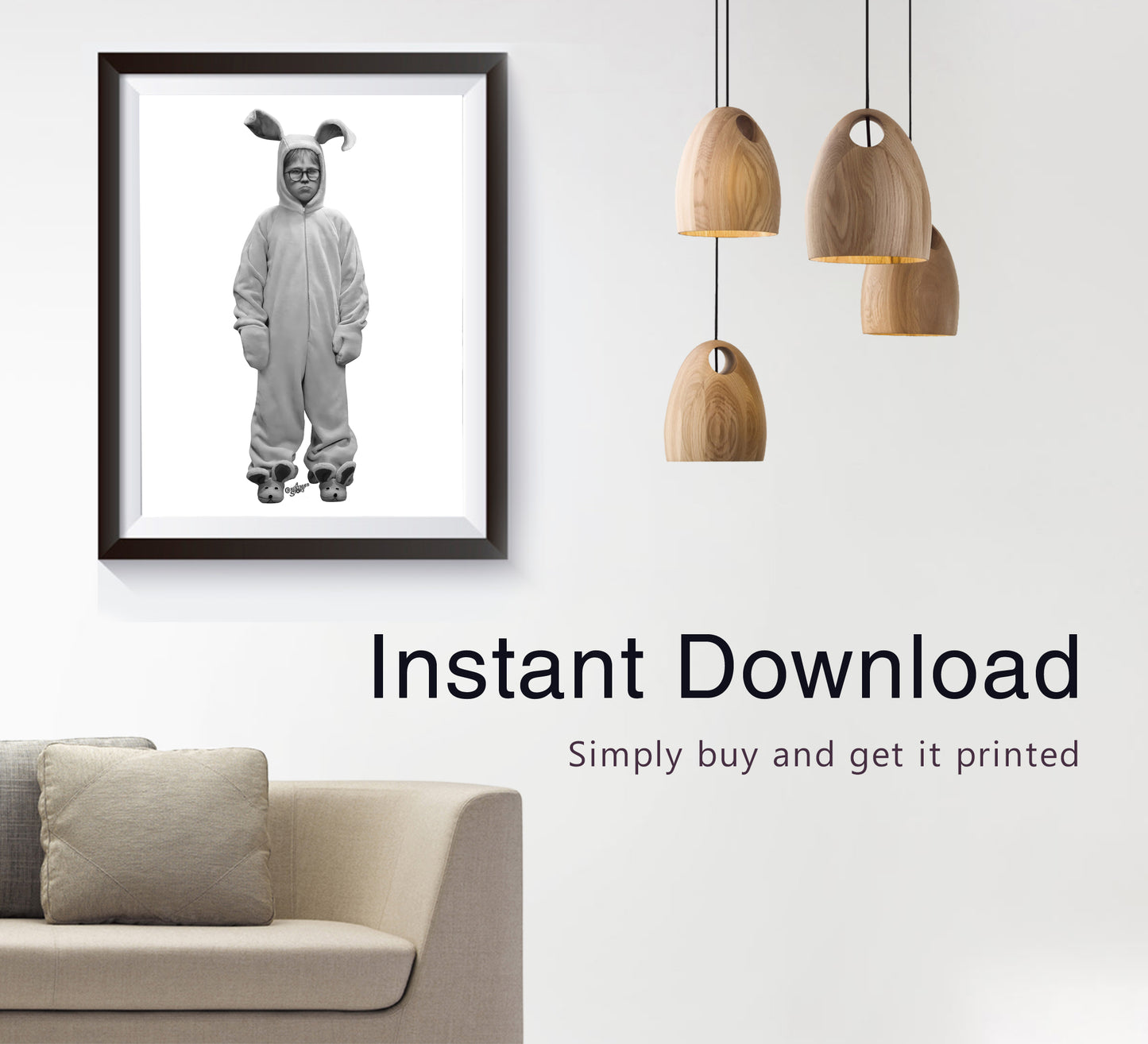 A Christmas Story Poster Ralphie Bunny Funny Holiday Wall Art Digital Download