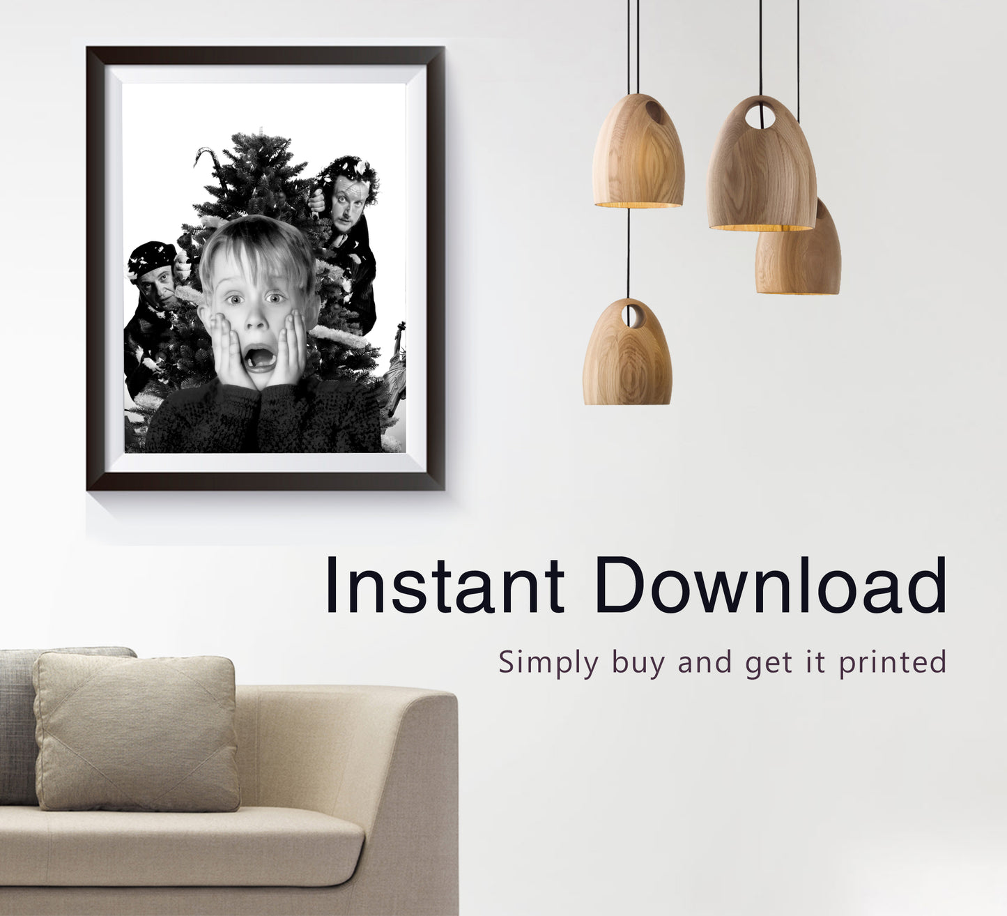 Home Alone Poster Macaulay Culkin Classic 1990 Christmas Comedy Wall Art Digital Download