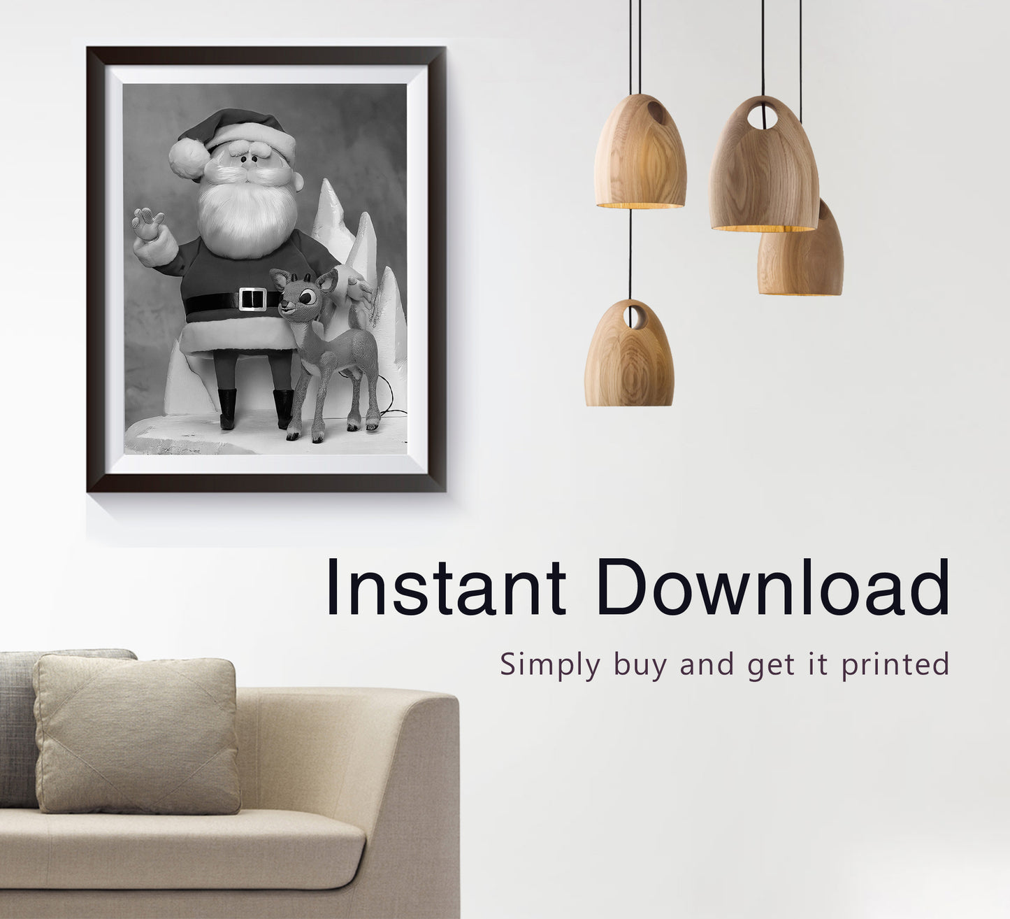 Rudolph The Red Nosed Reindeer Poster Santa Claus Vintage Christmas Digital Download