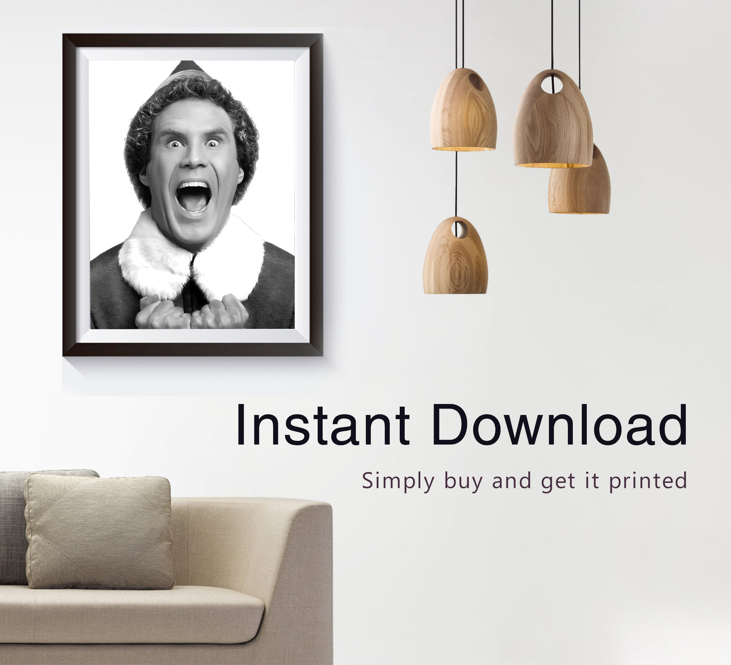 Elf Movie Poster Will Ferrell Buddy The Elf Funny Christmas Wall Art Digital Download