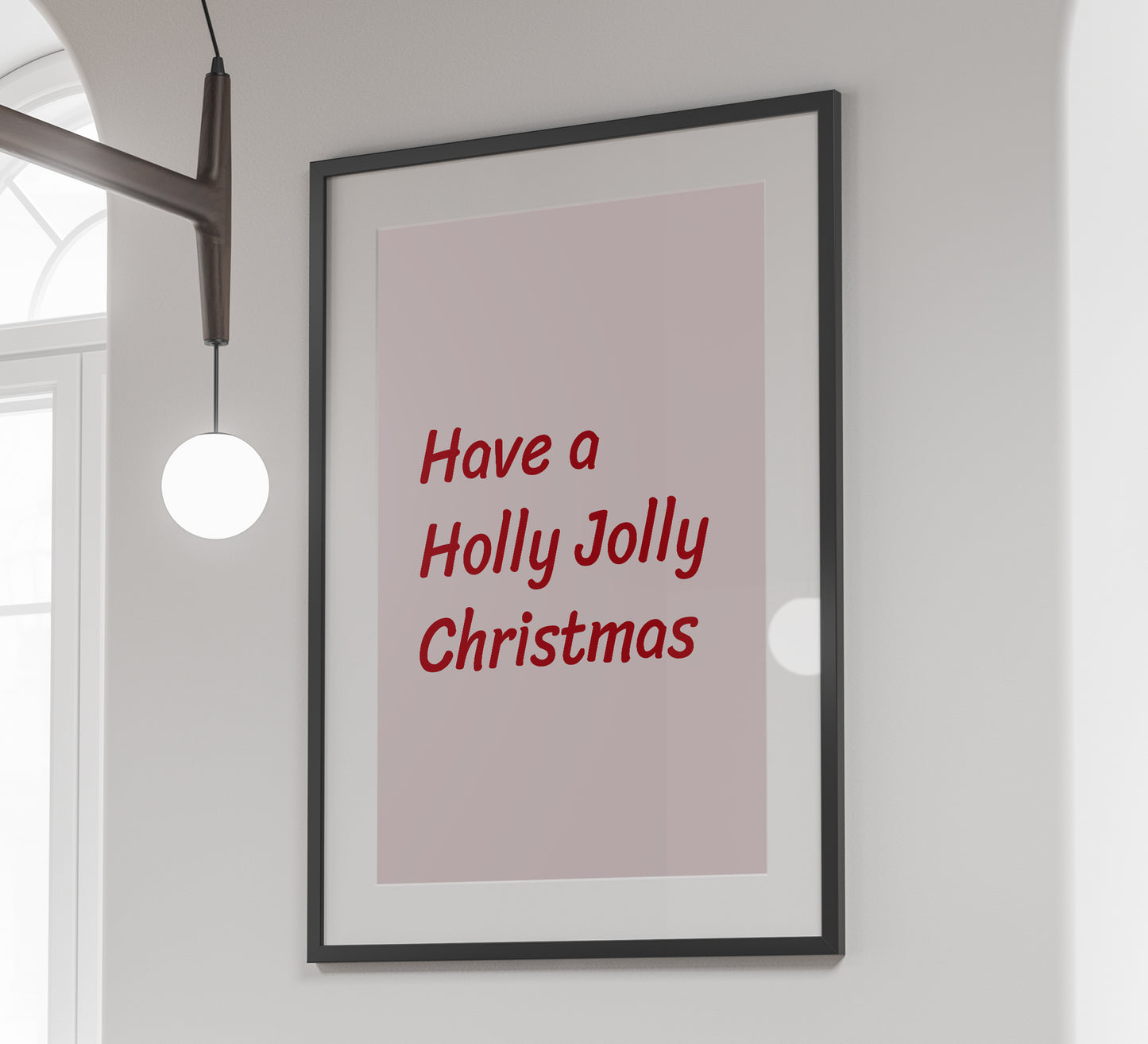 Holly Jolly Christmas Poster Red Holiday Typography Wall Art Digital Download