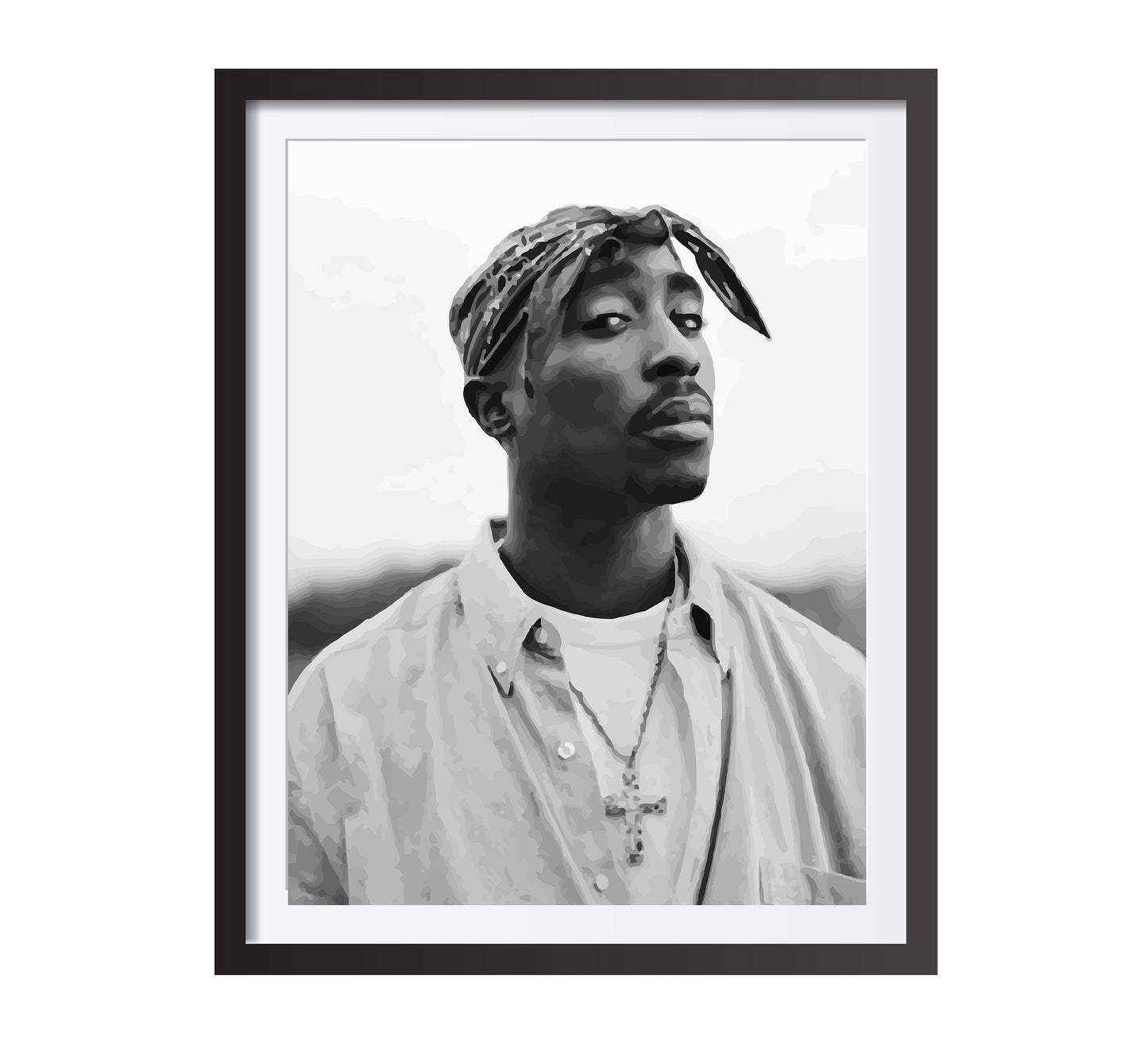 Vintage Tupac 2Pac Poster, Black and White Rap Print & Hip Hop Wall Art, Music Studio Decor, Printable Retro Wall Art, Digital Download