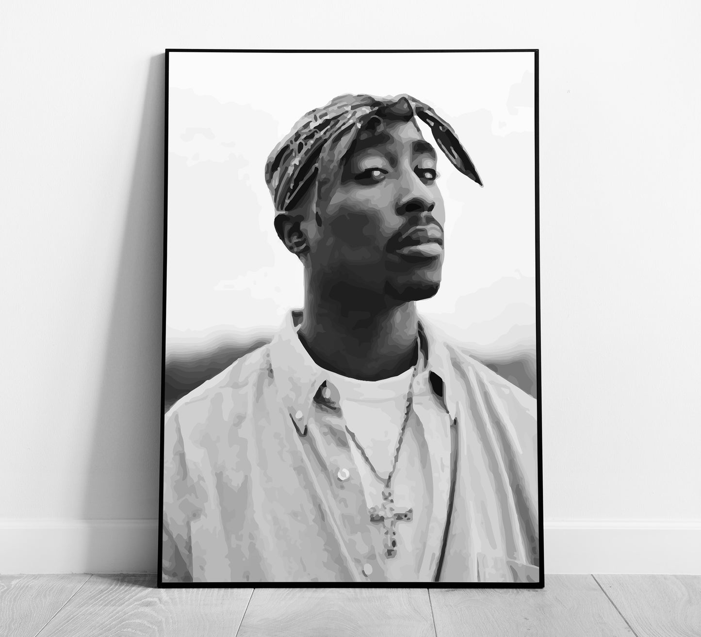 Vintage Tupac 2Pac Poster, Black and White Rap Print & Hip Hop Wall Art, Music Studio Decor, Printable Retro Wall Art, Digital Download