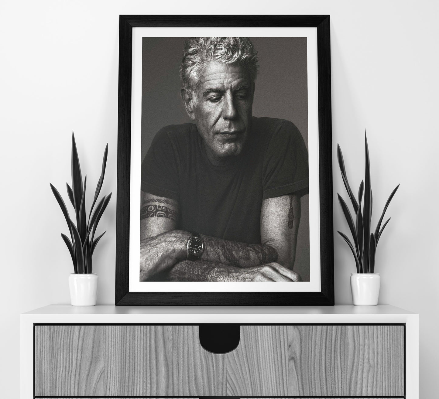 Vintage Anthony Bourdain Poster – Black and White Kitchen Wall Art Digital Download