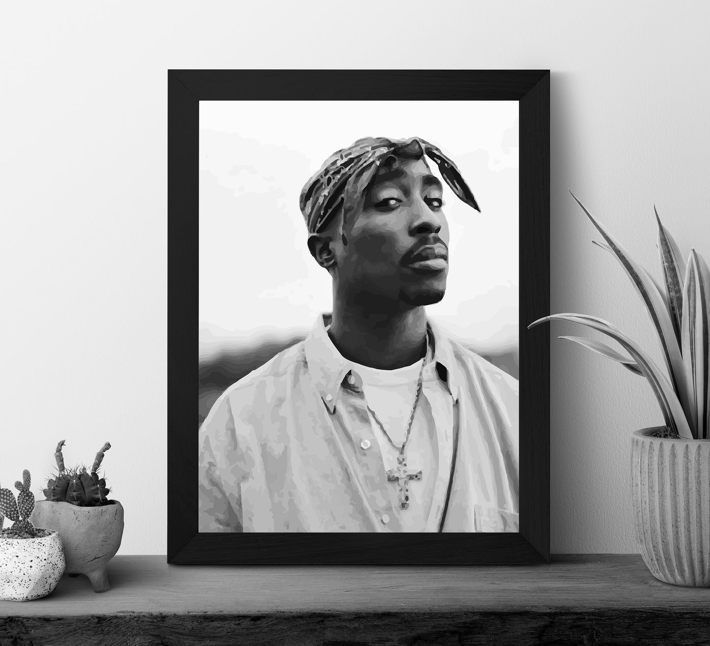 Vintage Tupac 2Pac Poster, Black and White Rap Print & Hip Hop Wall Art, Music Studio Decor, Printable Retro Wall Art, Digital Download