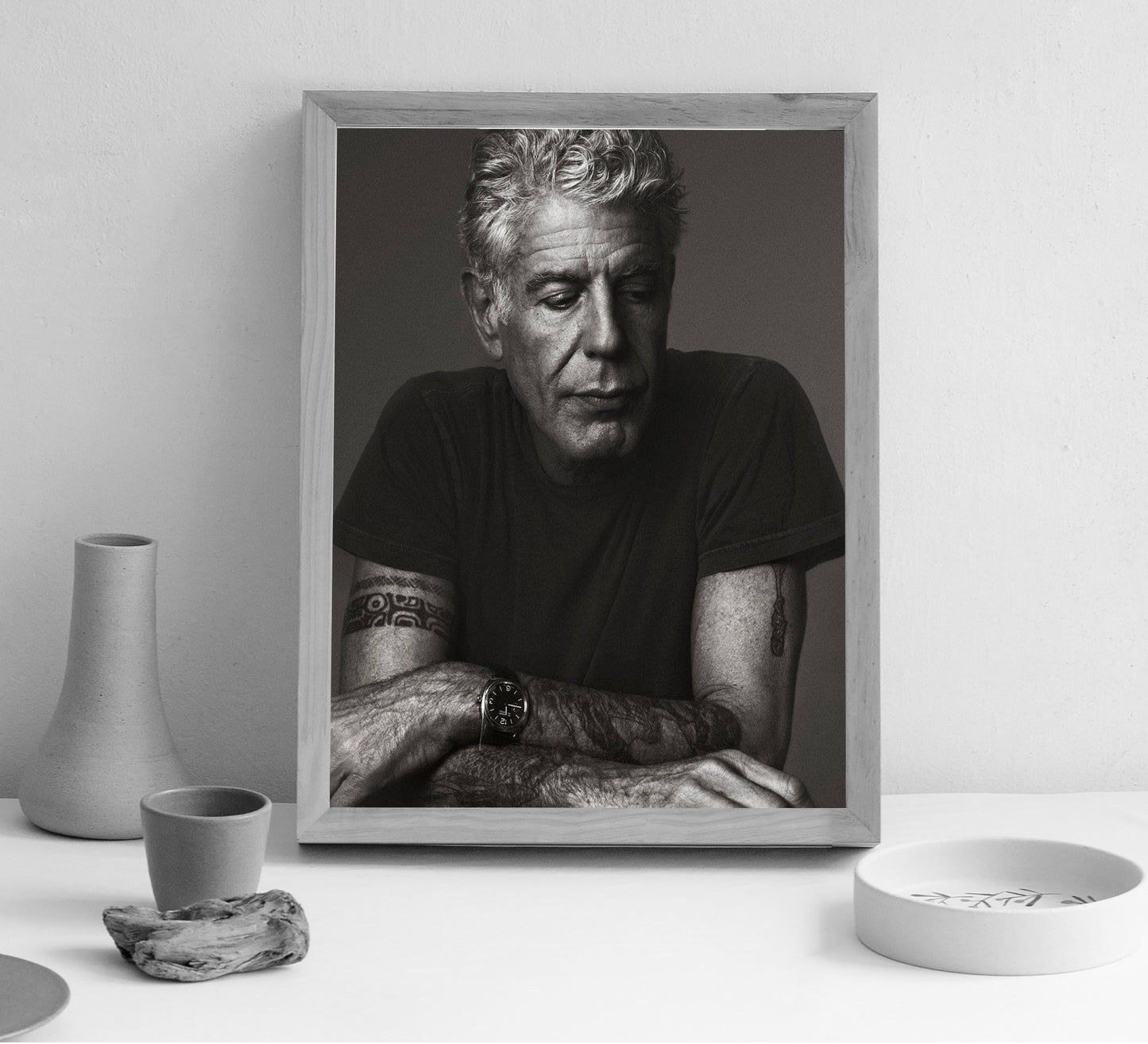 Vintage Anthony Bourdain Poster – Black and White Kitchen Wall Art Digital Download