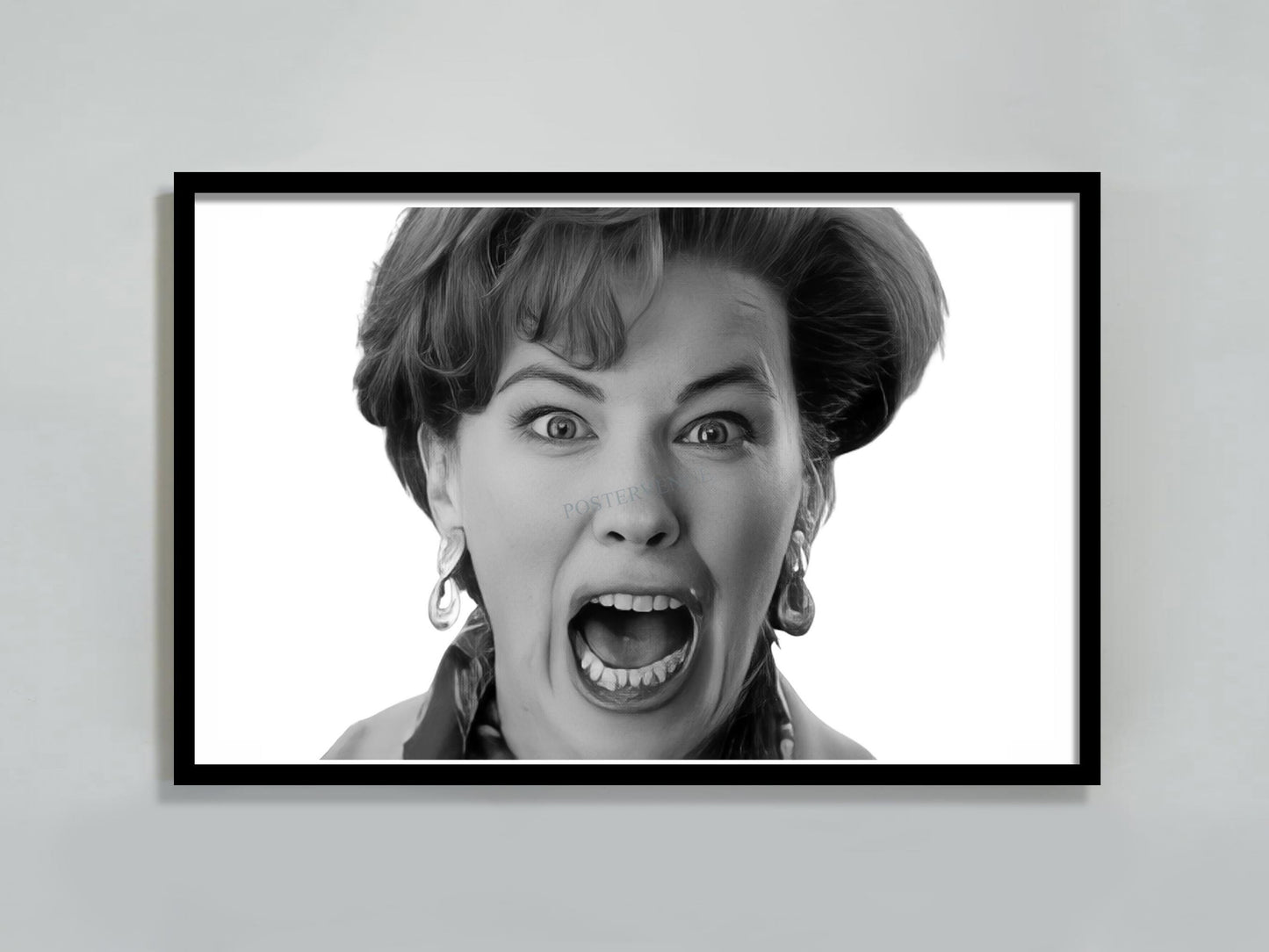 home alone movie poster 90s retro comedy scene kevins mom scream black and white art print christmas wall decor gift digital download printable wall art poster, digital download