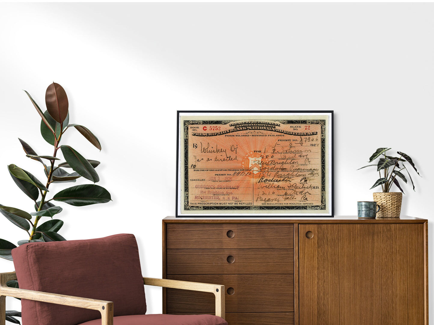 Prohibition Whisky Prescription Poster – Vintage Photo Print, Bar Cart Wall Art, 1920s Rustic Liquor Decor, Digital Download