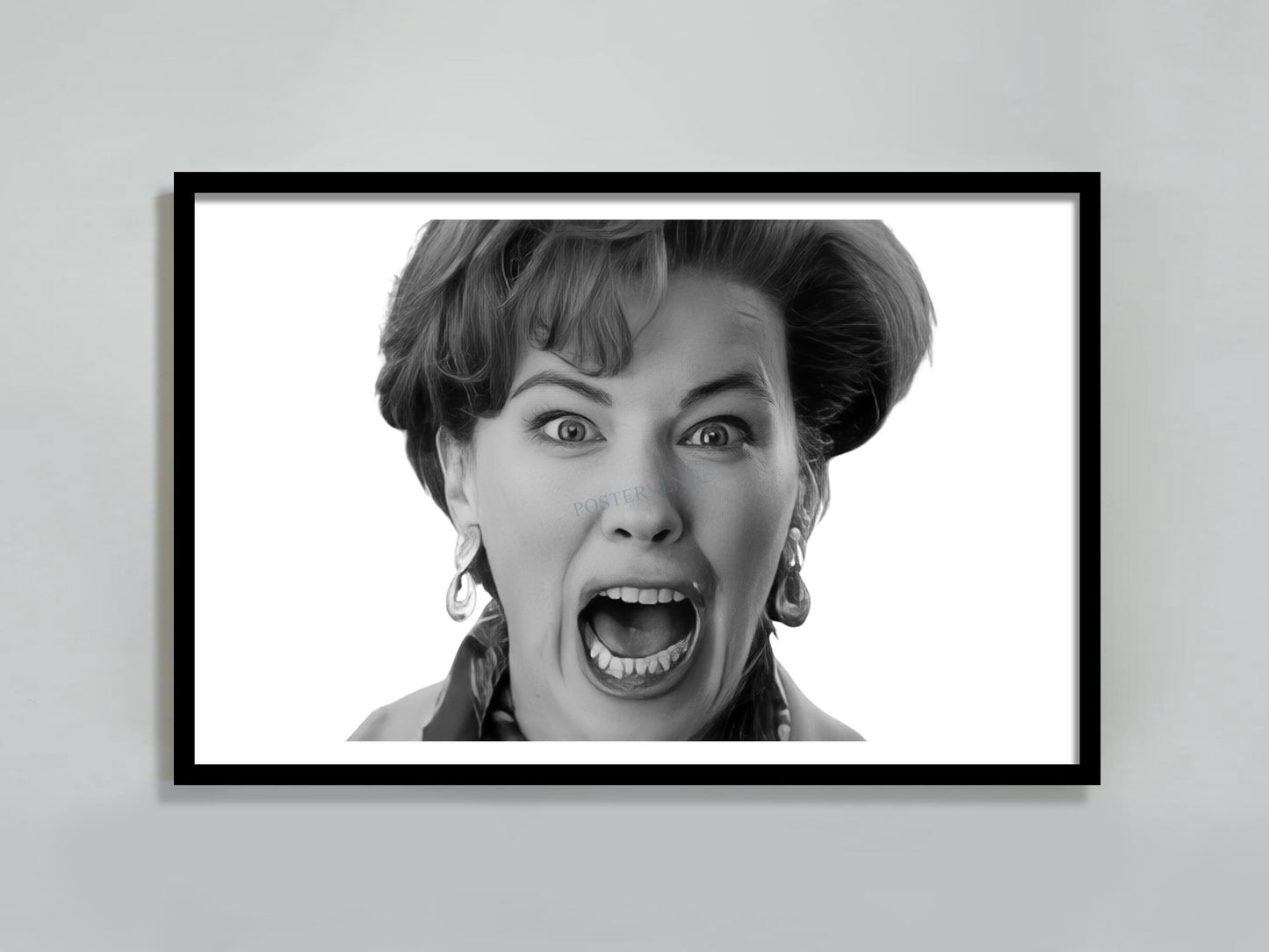 home alone movie poster 90s retro comedy scene kevins mom scream black and white art print christmas wall decor gift digital download printable wall art poster, digital download