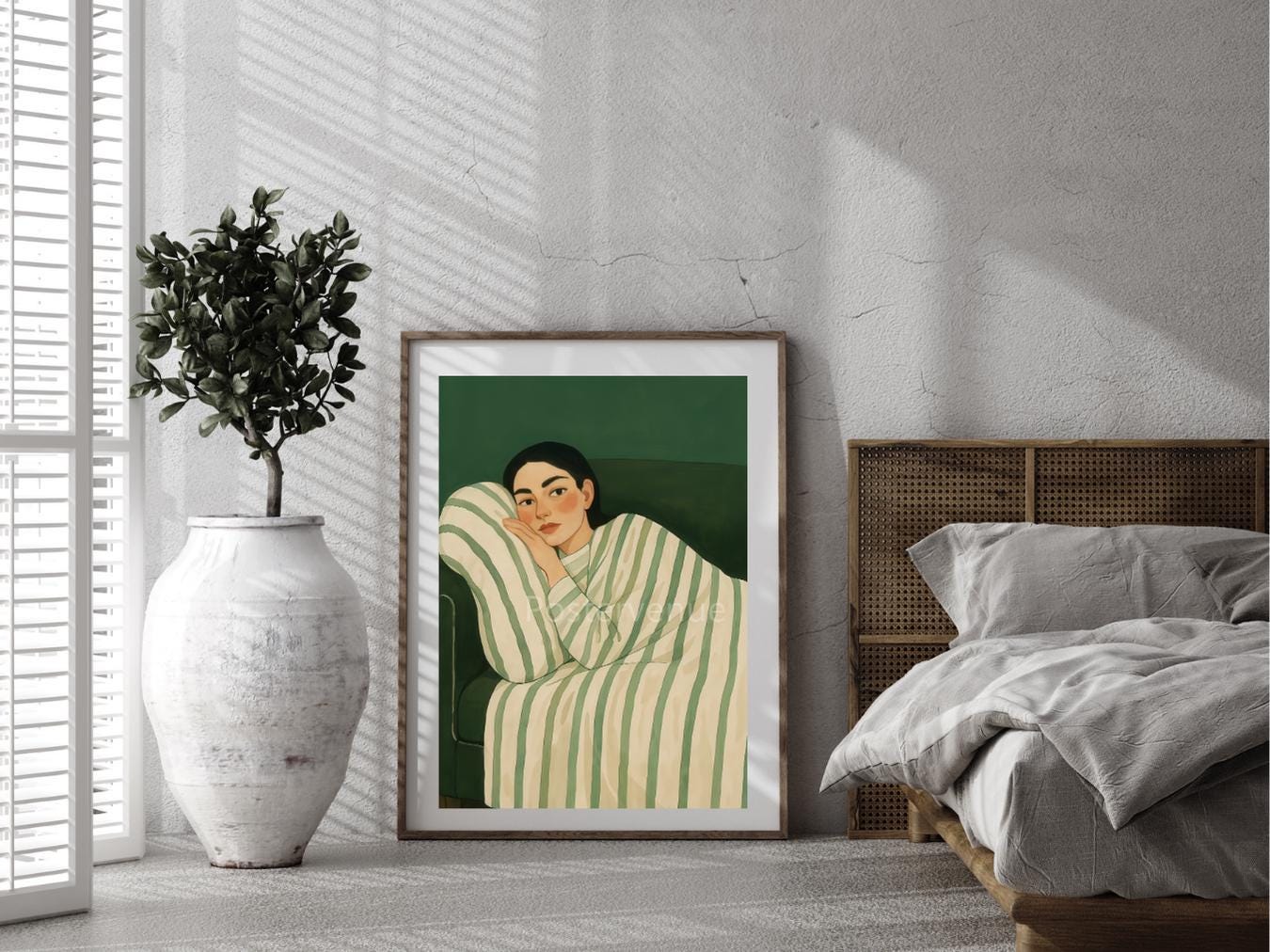 elegant emerald green woman wall art abstract face line drawing fashion inspired home decor minimalist luxury print digital download printable wall art poster, digital download