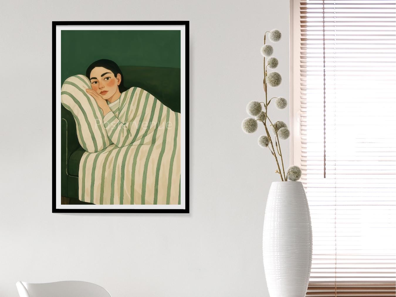 elegant emerald green woman wall art abstract face line drawing fashion inspired home decor minimalist luxury print digital download printable wall art poster, digital download