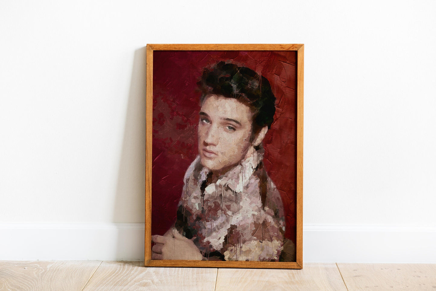 Elvis Presley Young Portrait Red Background Music Legend Wall Art Digital Download