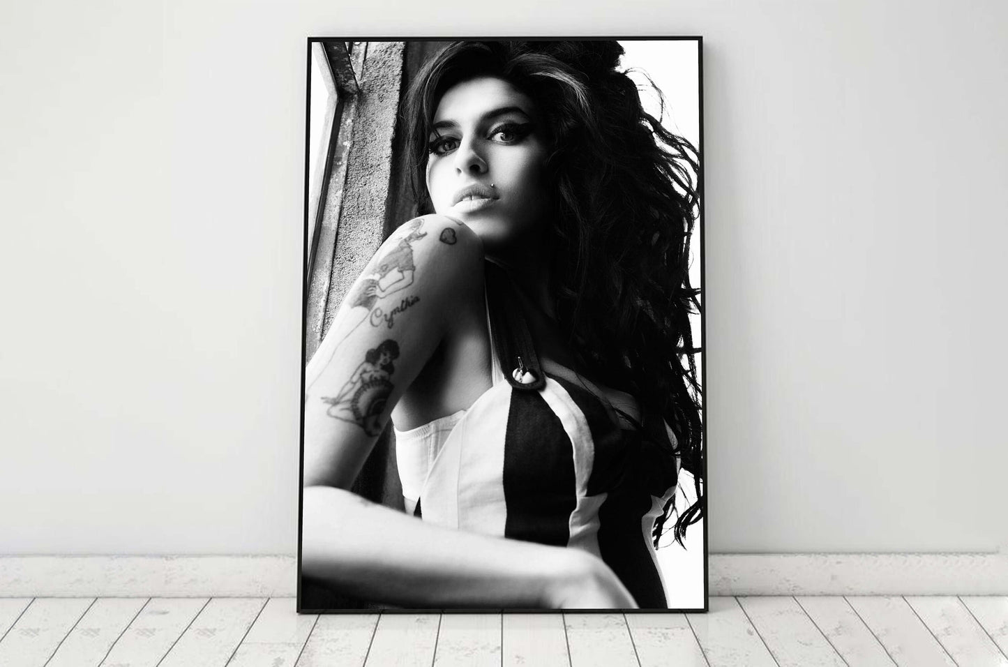 Amy Winehouse Tattoo Portrait Black and White Music Art Digital Download