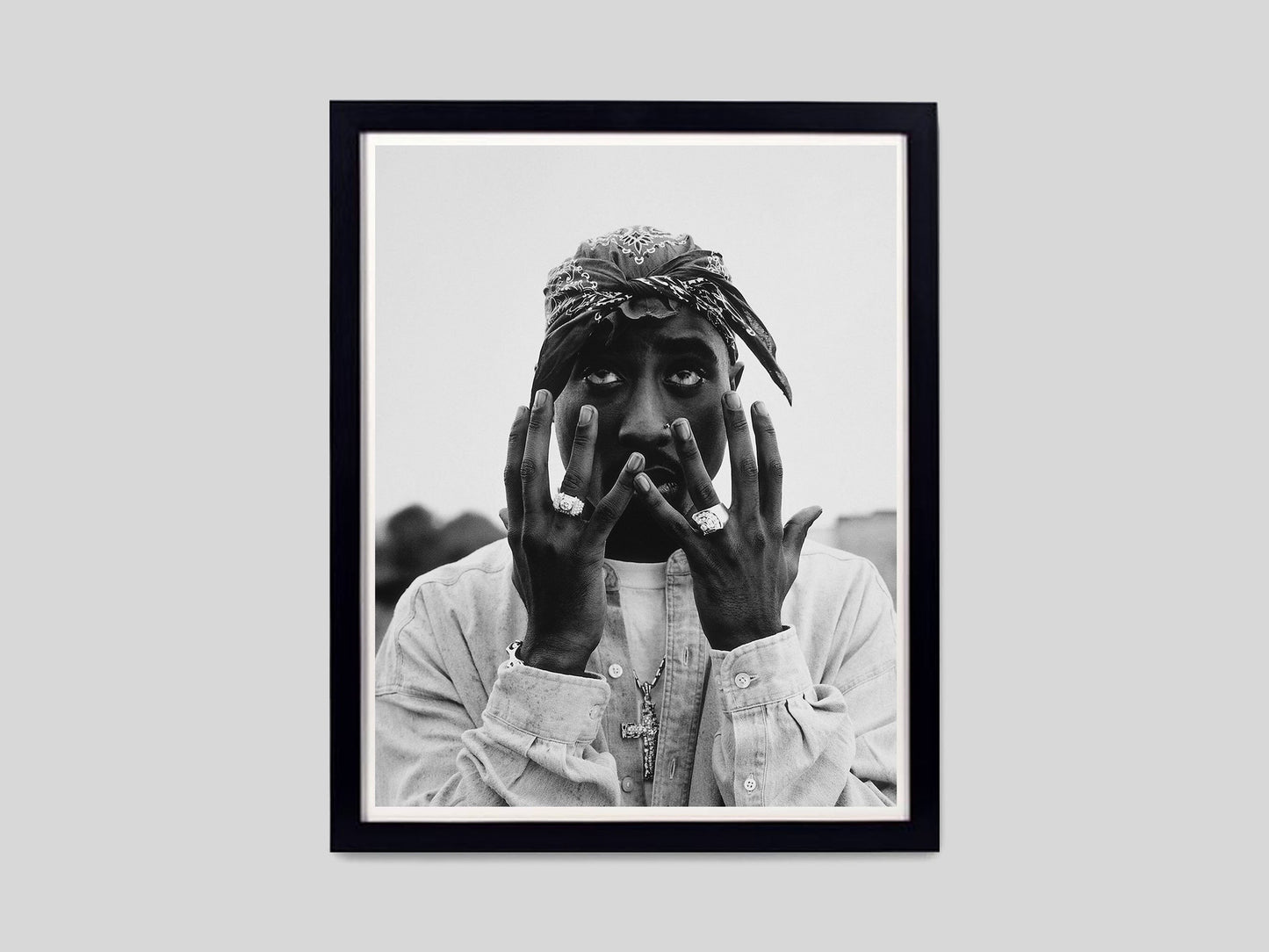 Tupac Shakur Black and White Rap Icon Hip Hop Portrait Digital Download