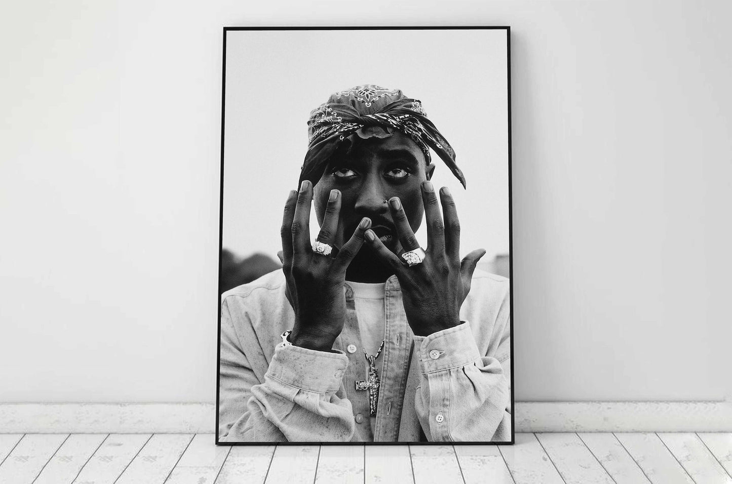 Tupac Shakur Black and White Rap Icon Hip Hop Portrait Digital Download