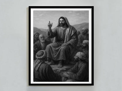 jesus teaching print bible scene poster christian wall art lds jesus portrait scripture inspired art faith decor digital download printable wall art poster, digital download