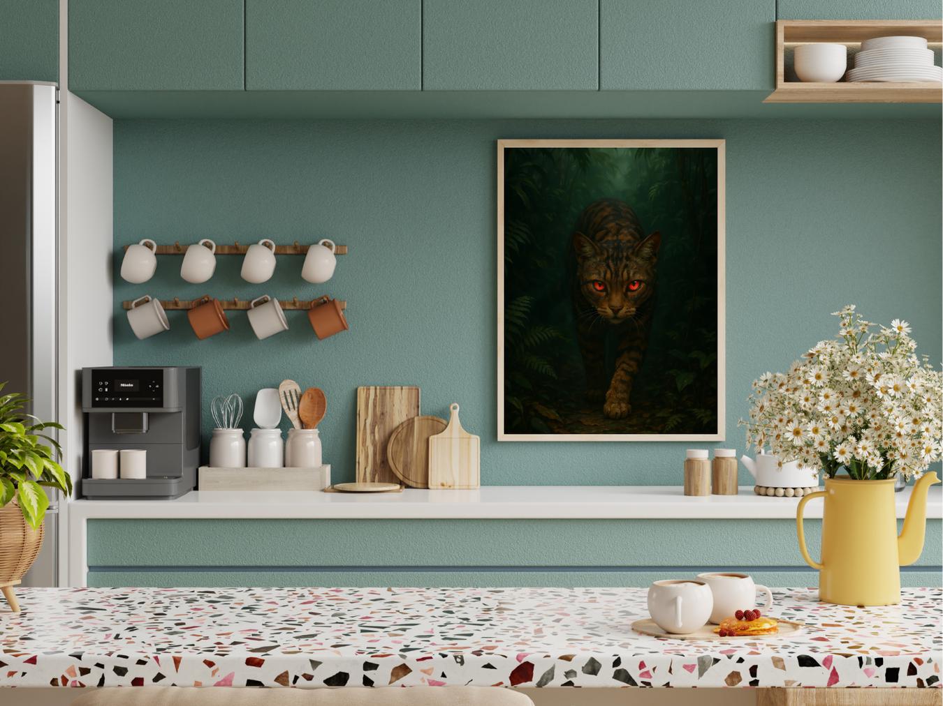 cat luxury print retro kitchen decor mid century modern decor trendy wall art cat lover gift dining room print digital download printable wall art poster, digital download