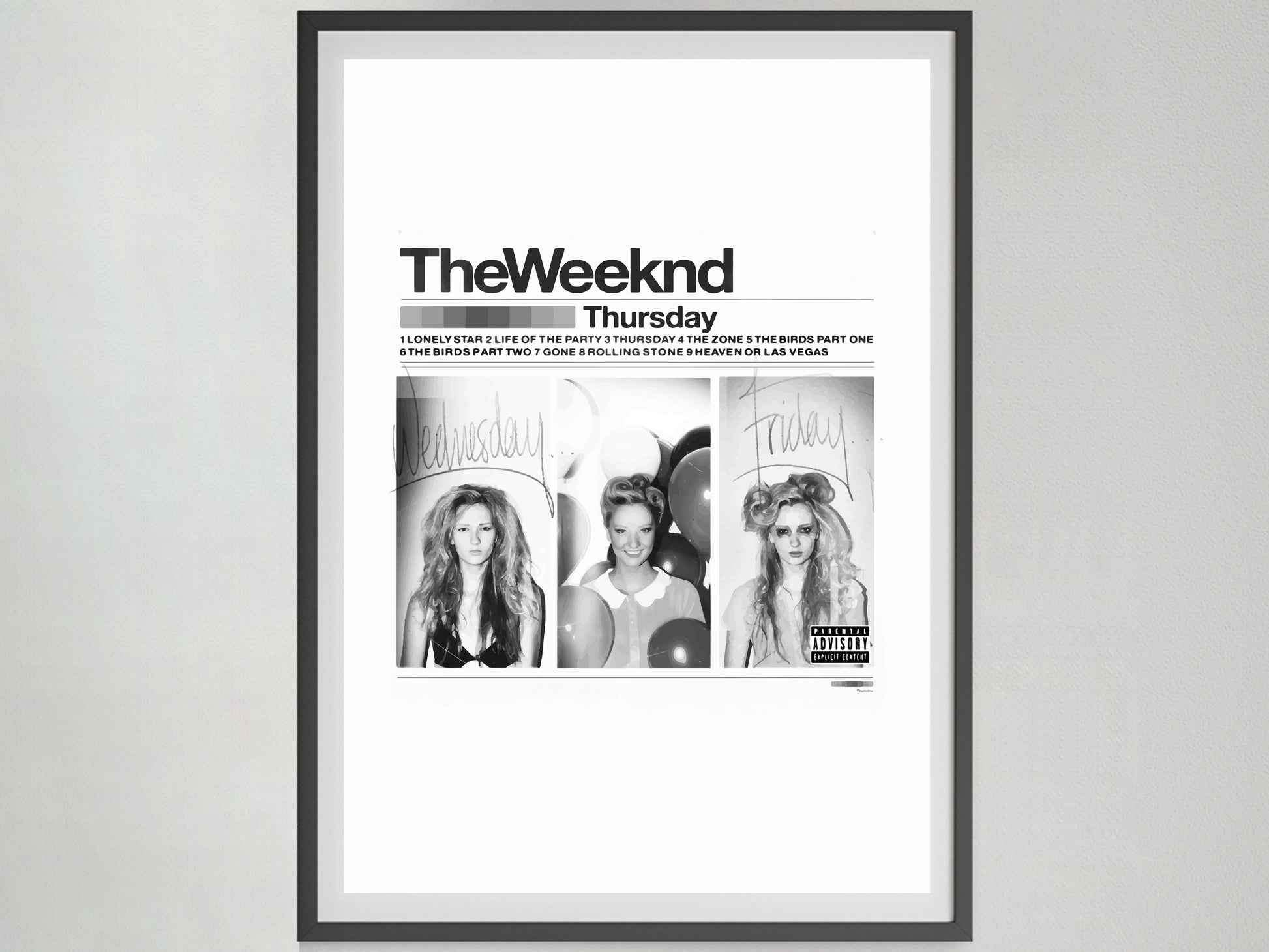 The Weeknd Thursday Album Cover Poster Black and White Music Wall Art Digital Download
