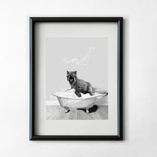dinosaur in bathroom printable bathroom wall art dinosaur wall art animal print dinosaur photo kids bathroom decor bathroom art print printable wall art poster, digital download