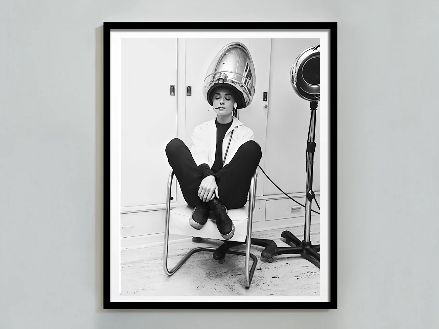 Audrey Hepburn Vintage Salon Retro Black and White Poster Digital Download