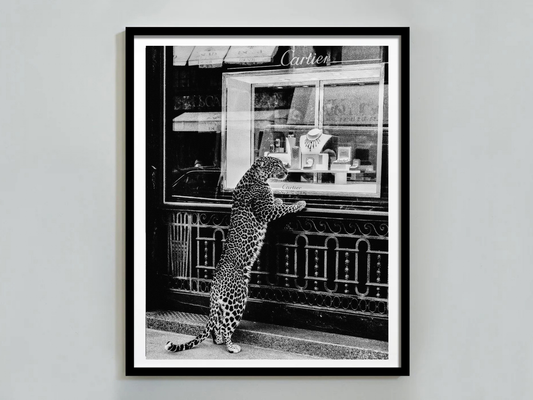 Cartier Leopard Poster Black And White Luxury Fashion Store Wall Art Digital Download