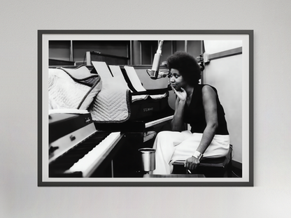 Aretha Franklin Black and White Studio Piano Portrait Music Art Digital Download