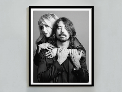 Stevie Nicks and Dave Grohl Emotional Black and White Portrait Digital Download