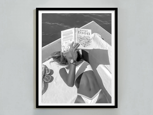 Woman Reading Paige Toon Book by Poolside in Bikini Digital Download